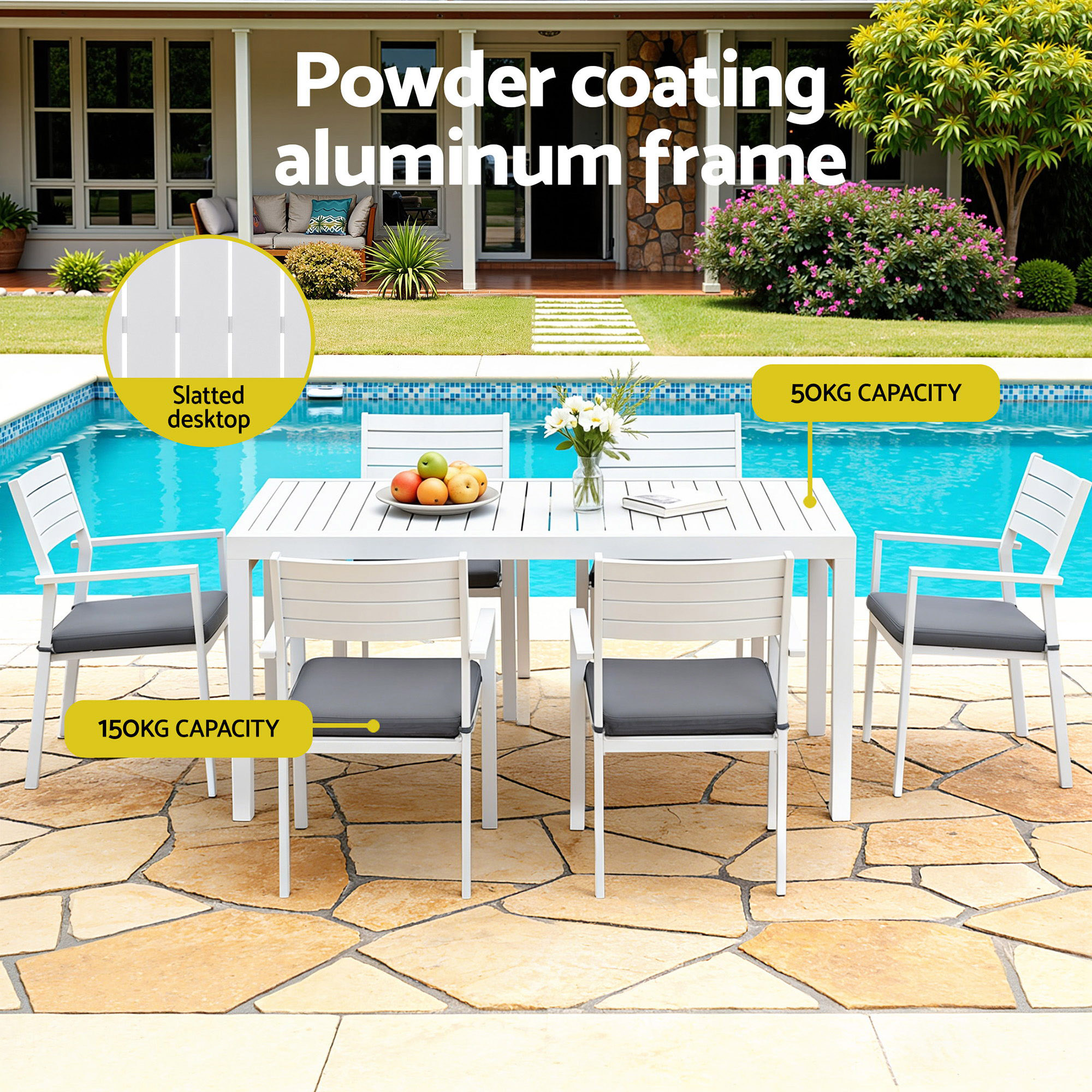 Gardeon Outdoor Dining Set 9PCS Aluminum Extendable Table Chairs Patio Furniture - Image 4
