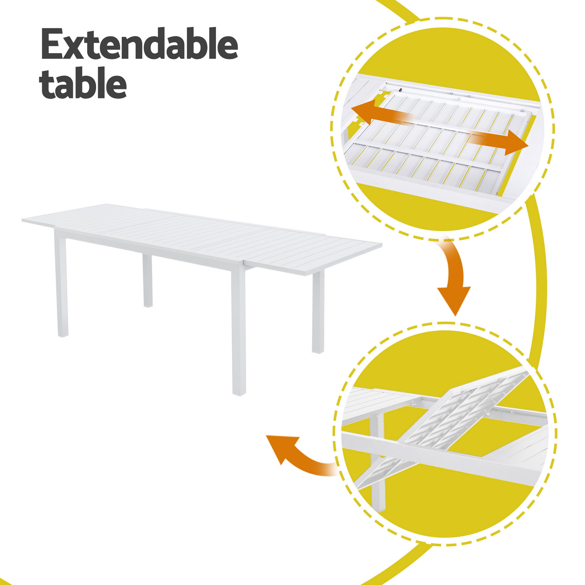 Gardeon Outdoor Dining Set 9PCS Aluminum Extendable Table Chairs Patio Furniture - Image 6