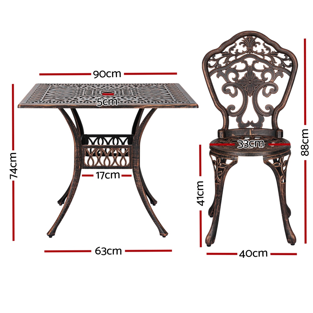 Gardeon Outdoor Dining Set 5 Piece Chairs Table Cast Aluminum Patio Brown - Image 2