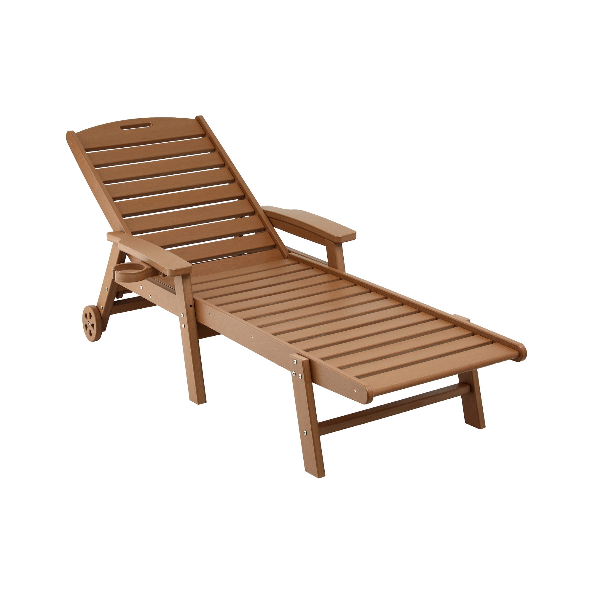 Gardeon Sun Lounge Lounger Beach Chair HDPE Patio Outdoor Furniture with Wheels Brown - Image 3