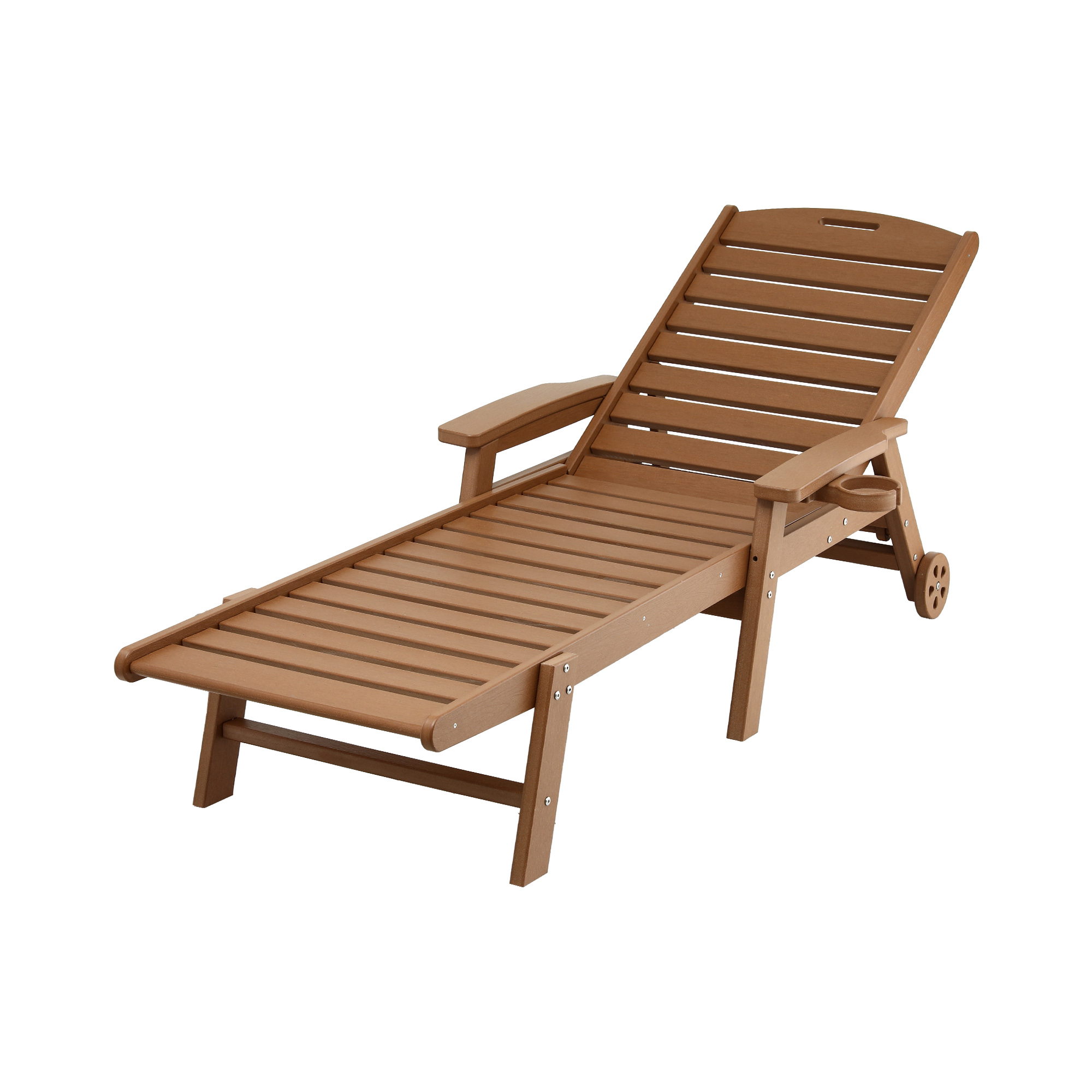 Gardeon Sun Lounge Lounger Beach Chair HDPE Patio Outdoor Furniture with Wheels Brown - Image 8