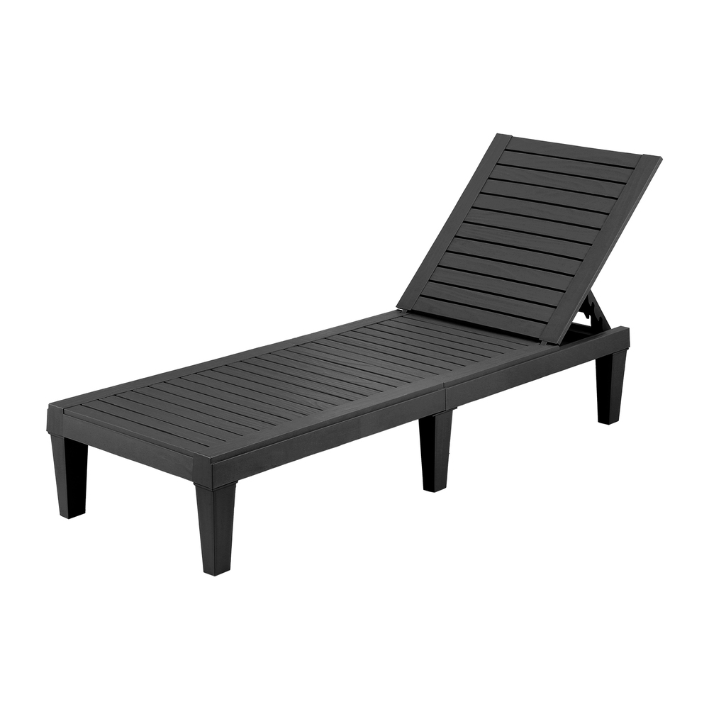 Gardeon Sun Lounge Adjustable Recliner Patio Outdoor Furniture Lightweight Black - Image 1