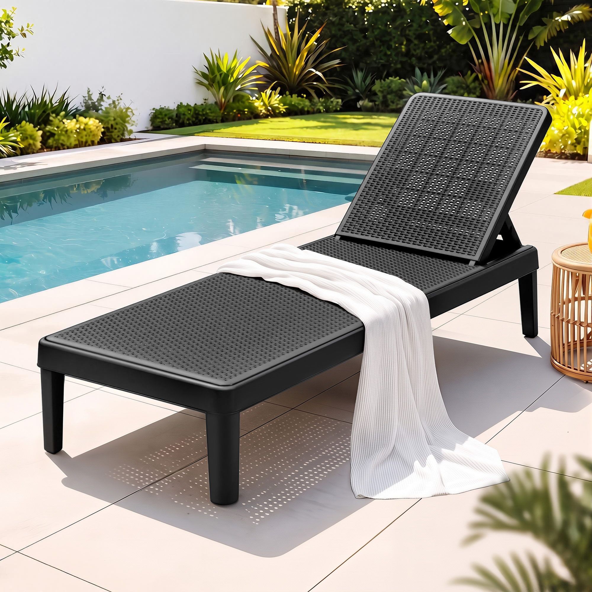 Gardeon Sun Lounge Adjustable Lounger Patio Outdoor Furniture Lightweight Black - Image 1