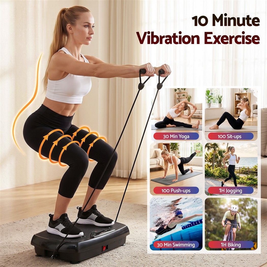 Everfit Vibration Plate Exercise Machine Full Body Shaker Workout Vibrate Fitness Platform with Bluetooth, 150KG Capacity, 150Speed Levels Vibrating Plate for Home Women Men, Black - Image 4