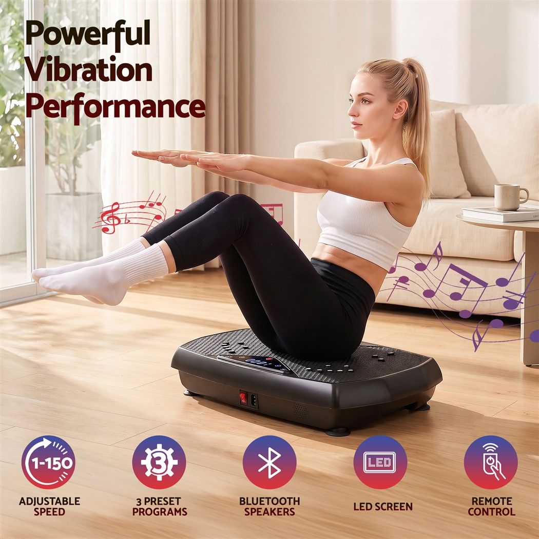 Everfit Vibration Plate Exercise Machine Full Body Shaker Workout Vibrate Fitness Platform with Bluetooth, 150KG Capacity, 150Speed Levels Vibrating Plate for Home Women Men, Black - Image 6