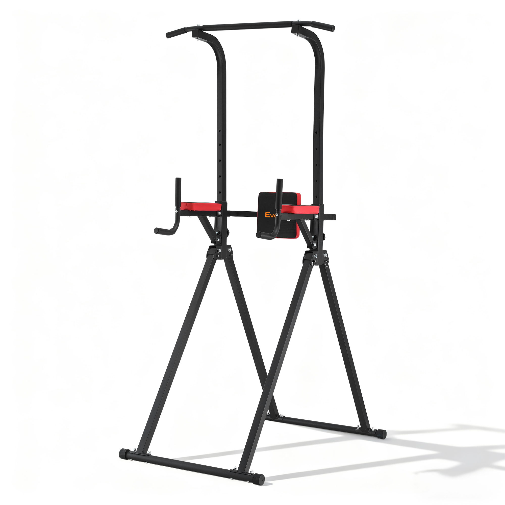Everfit Chin Up Tower Pull Up Station Adjustable Dip Station Folding Home Gym Black - Image 1