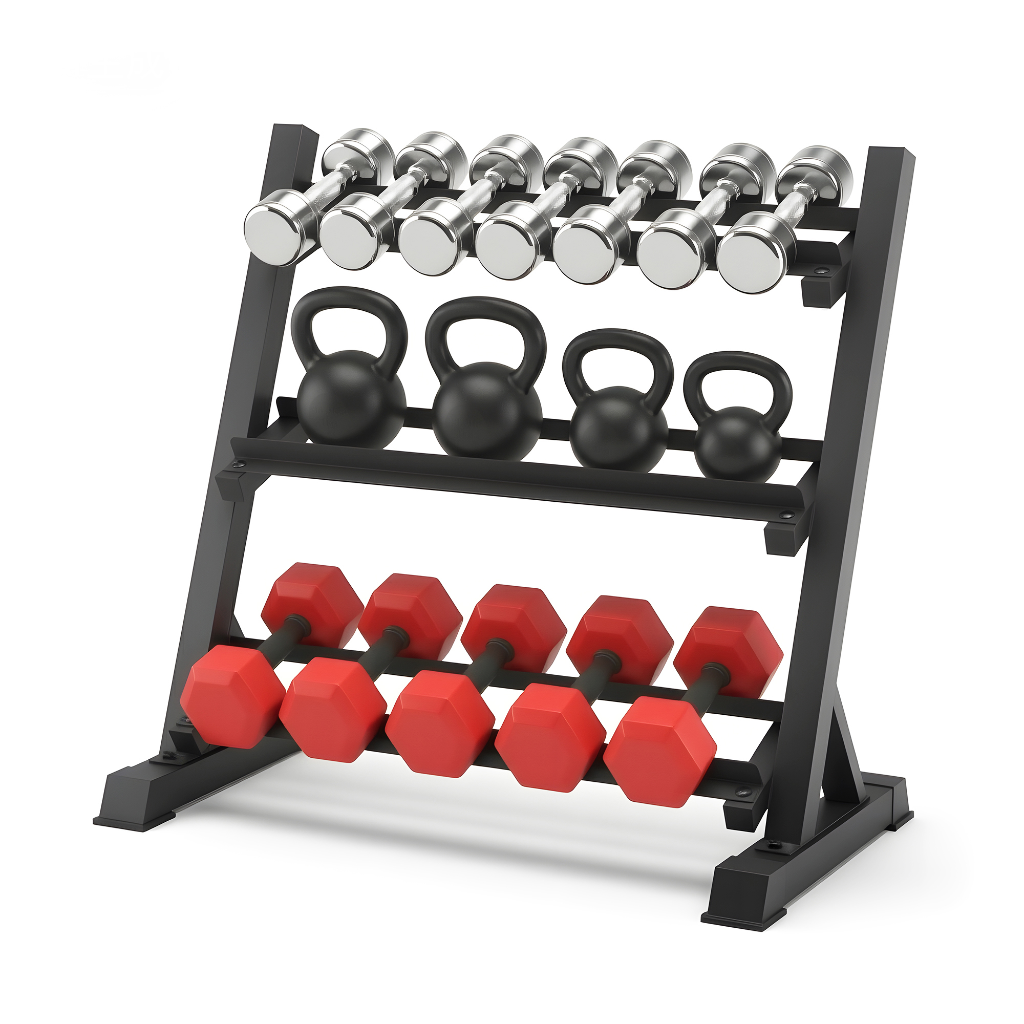 Everfit Dumbbell Rack 3-Tier Heavy Duty Weight Storage for Home Gym 300kg Capacity Black - Image 1