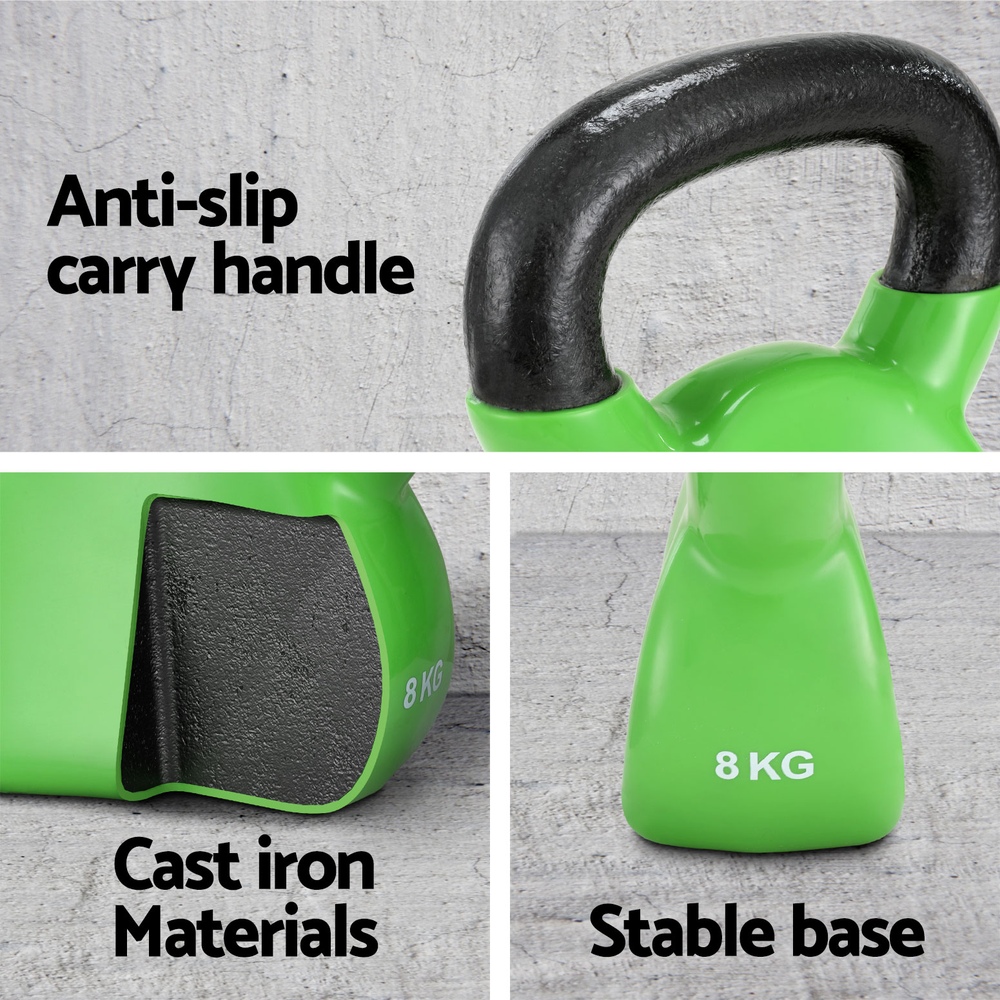 Everfit 8kg Kettlebell Set Weightlifting Bench Dumbbells Kettle Bell Gym Home - Image 5