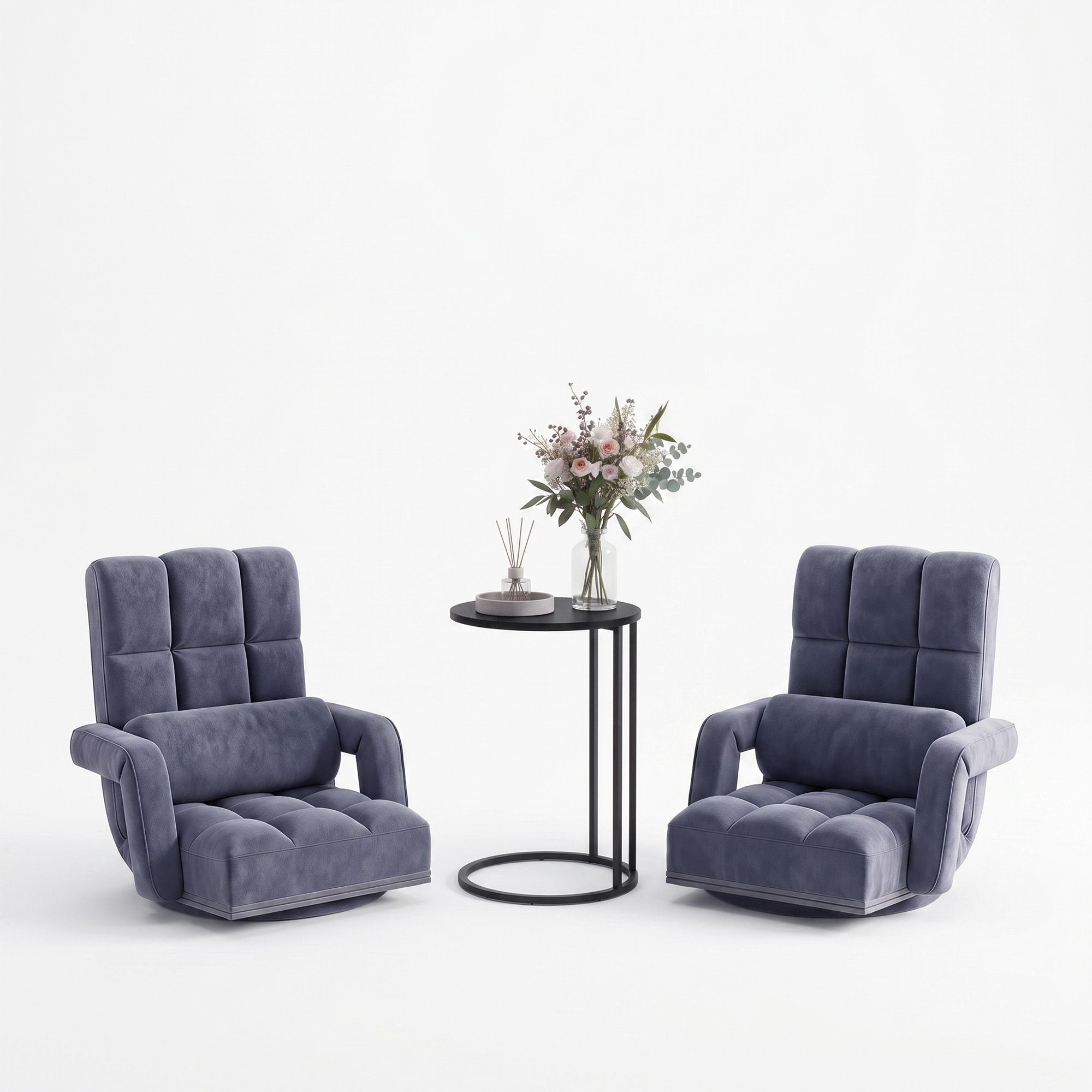 Artiss Floor Sofa Chair & Coffee Table Set, Swivel Lounge Recliner Side Tables - Image 2