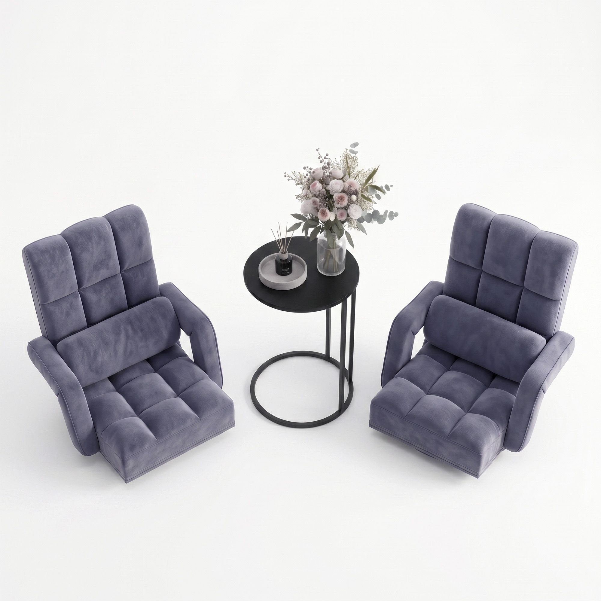 Artiss Floor Sofa Chair & Coffee Table Set, Swivel Lounge Recliner Side Tables - Image 4