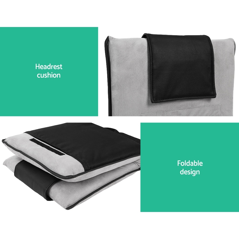 Artiss 4X Floor Lounge Sofa Bed Floor Cushion Velvet Grey - Image 4