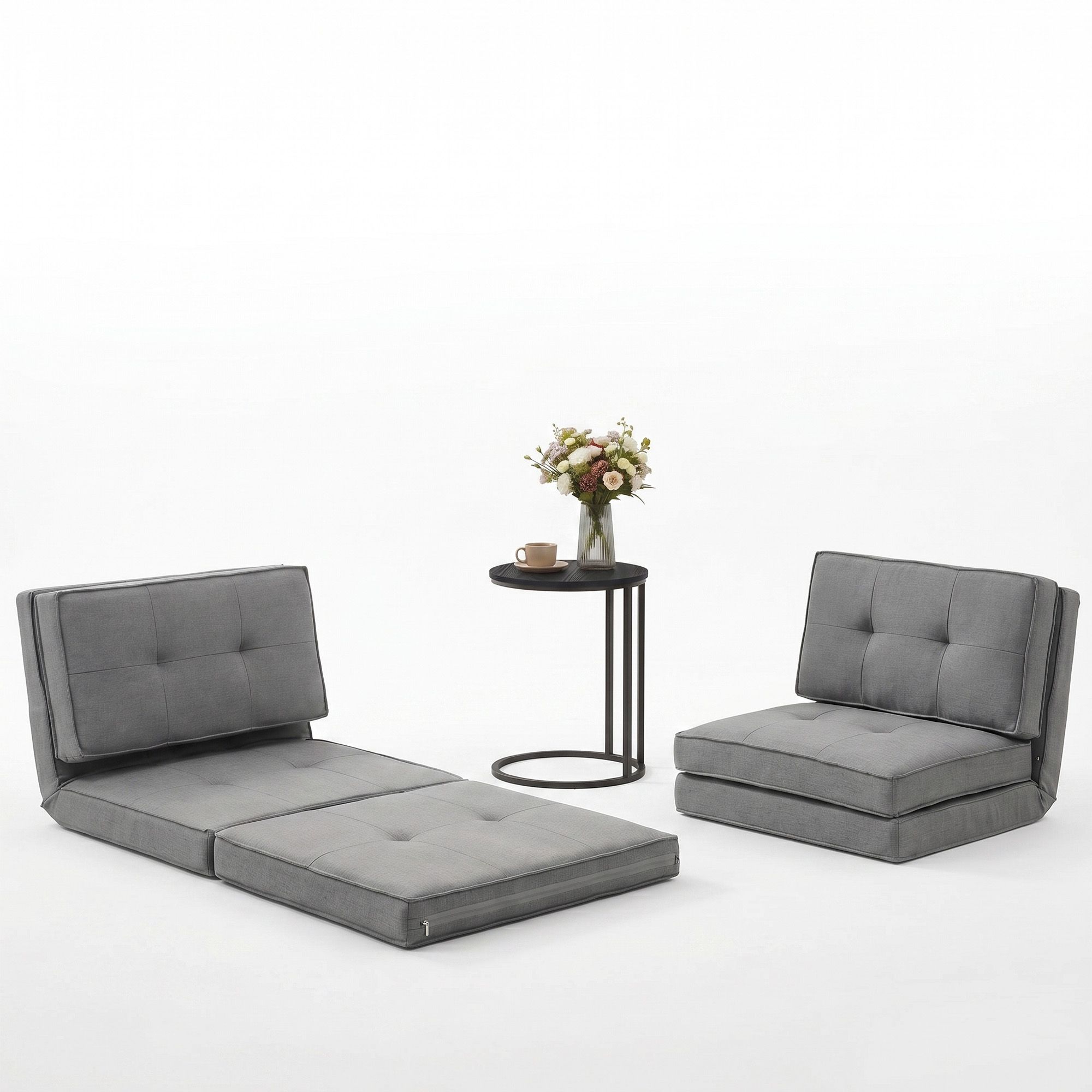 Artiss Single Sofa Bed and Side Table Set, Adjustable Recliner Narrow End Table - Image 2
