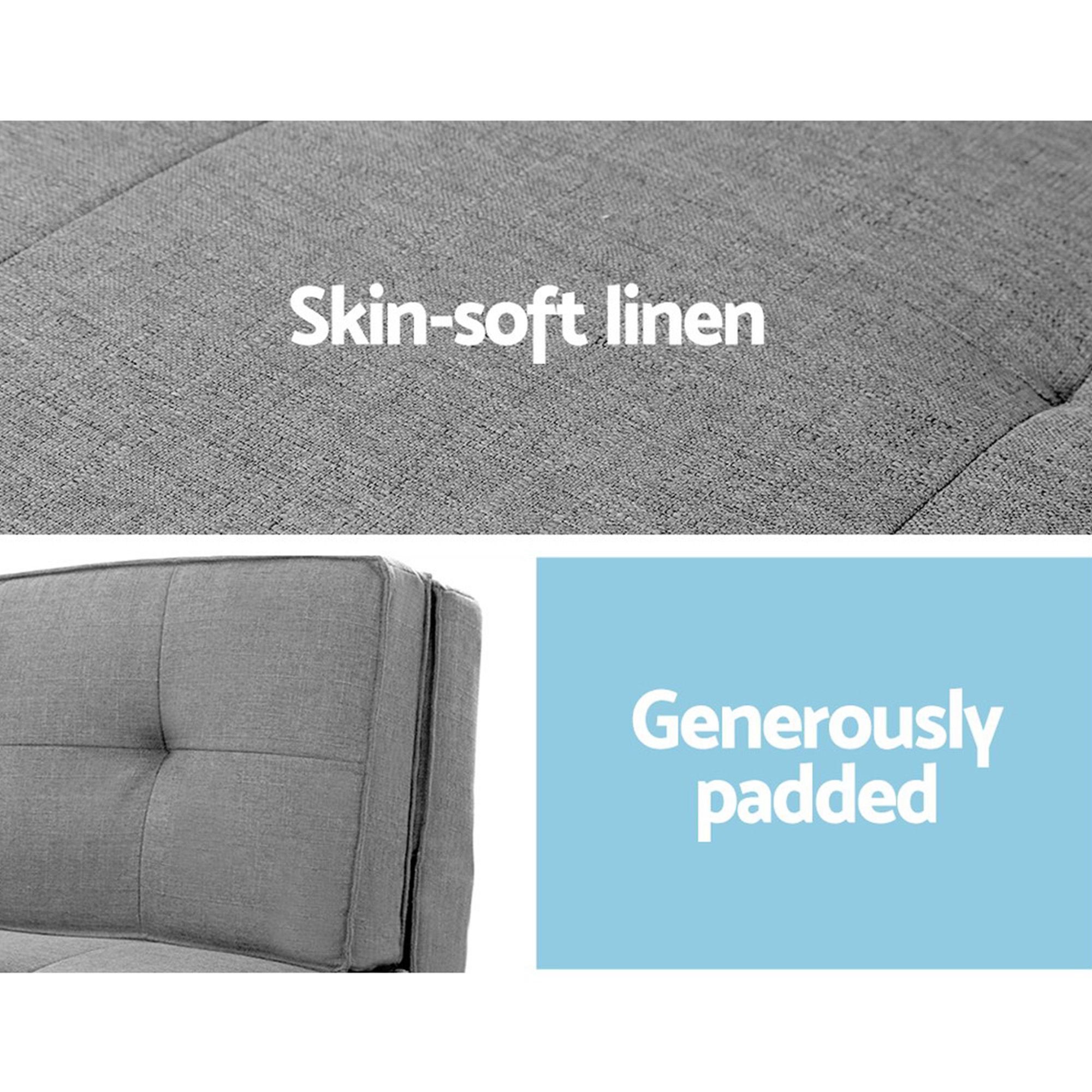 Artiss Single Sofa Bed and Side Table Set, Adjustable Recliner Narrow End Table - Image 7