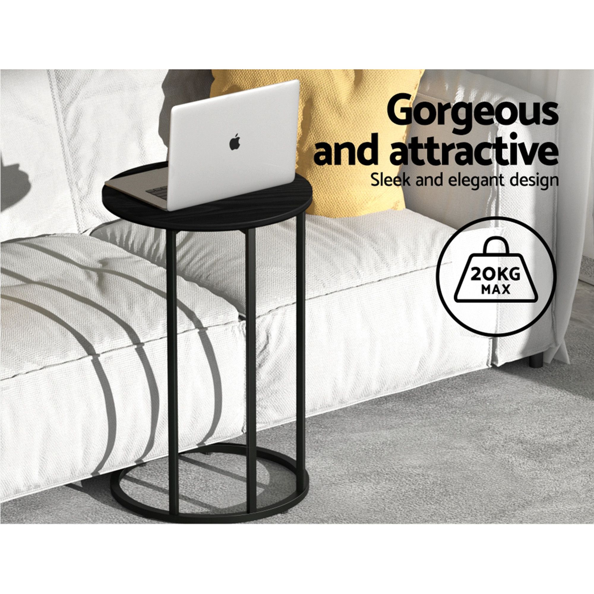Artiss Single Sofa Bed and Side Table Set, Adjustable Recliner Narrow End Table - Image 8