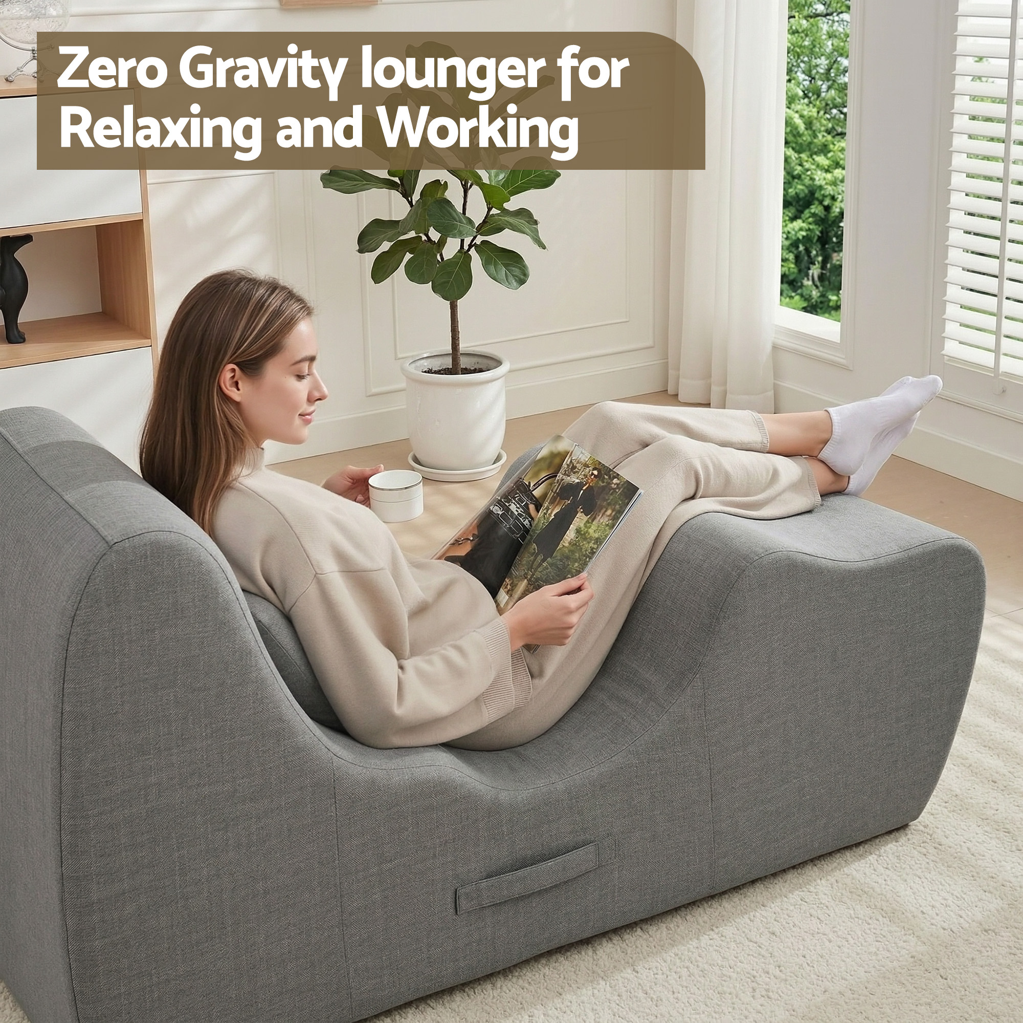 Artiss Chaise Lounge Chair Ergonomic S-Curve Floor Lounger Boneless Lounge Chairs Grey - Image 7