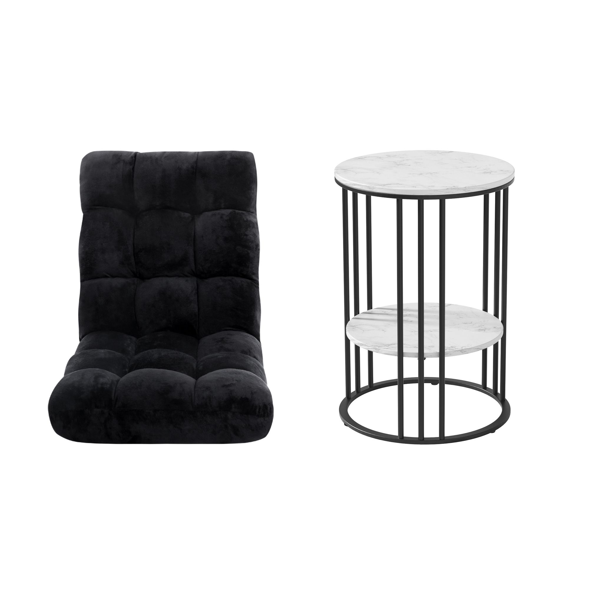Artiss Sofa Bed Floor Lounge Recliner Foldable Chair & Side Table Bundle - Image 4