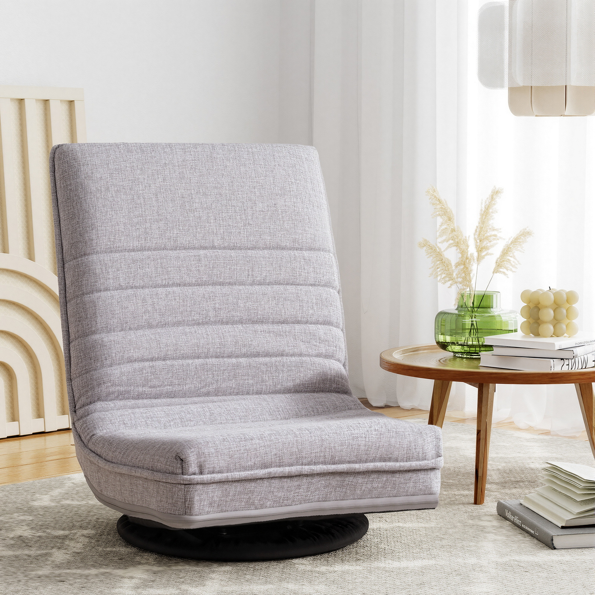 Ariss Swivel Floor Chair 360 Adjustable Foldable Lounge Seat Floor Sofa Chair Grey - Image 1