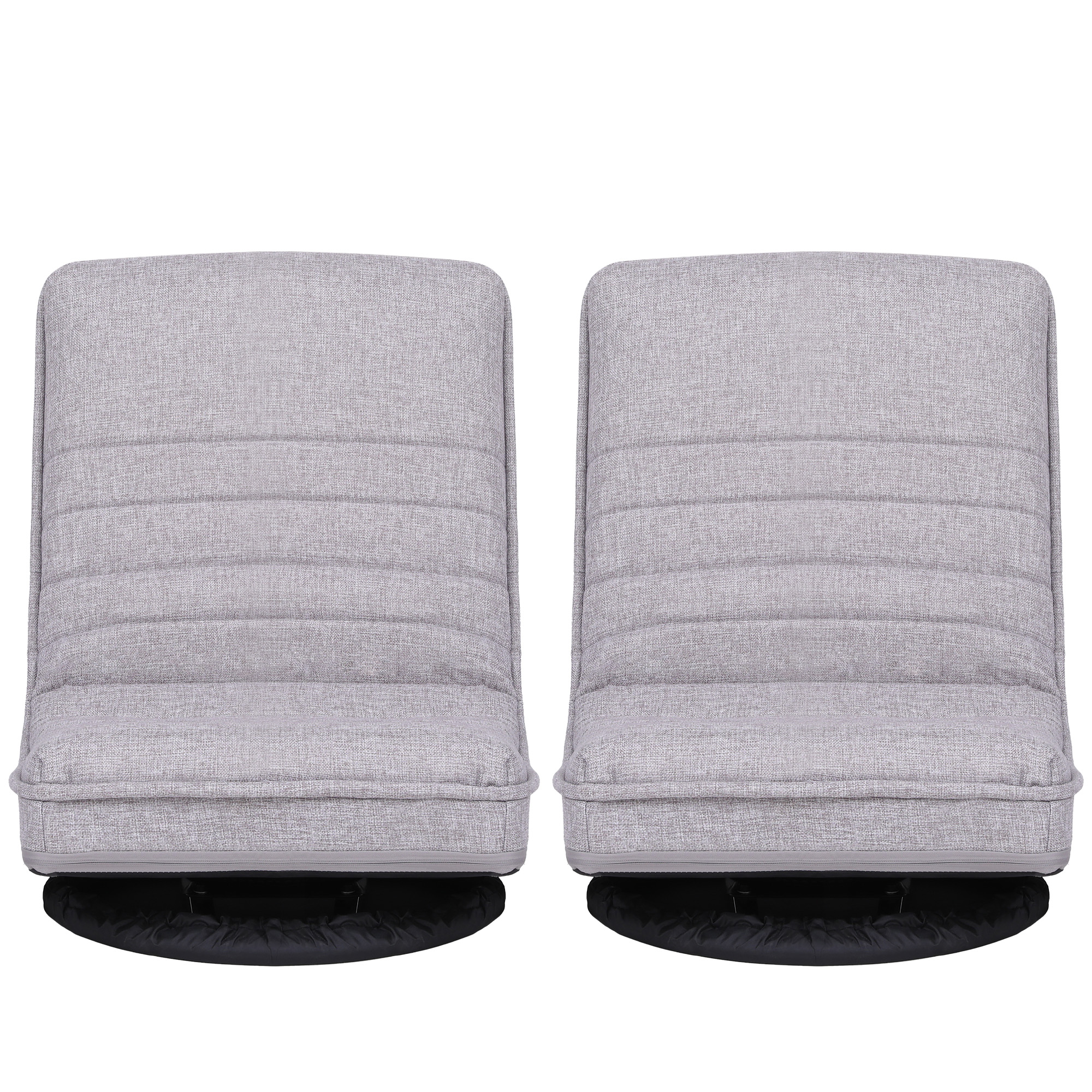 Artiss 2 Swivel Floor Chair 360 Adjustable Foldable Lounge Seat Floor Sofa Chair Grey - Image 3