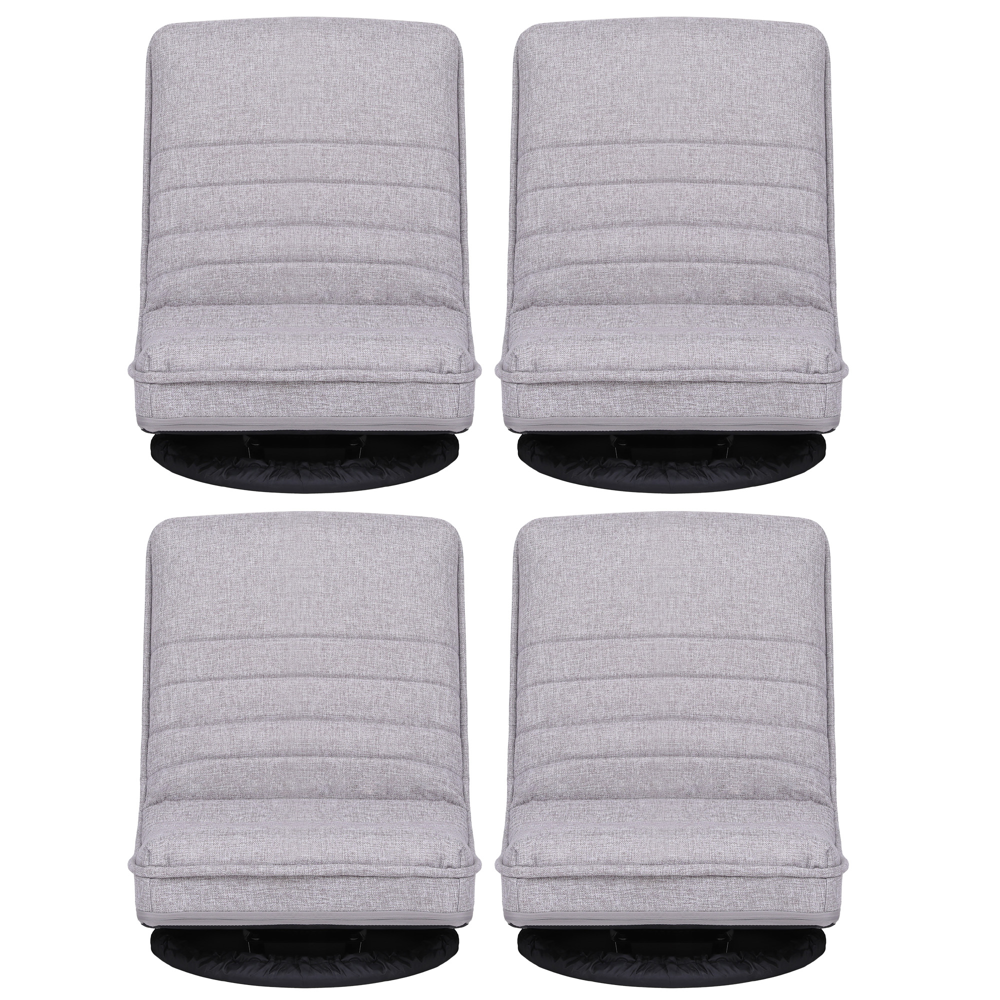 Artiss 4PCS Swivel Floor Chair 360 Adjustable Foldable Lounge Seat Floor Sofa Chair Grey - Image 3
