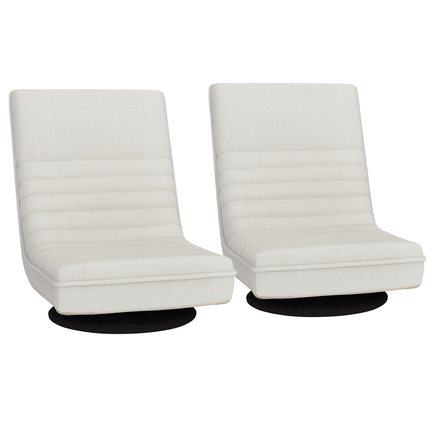 Artiss 2XFloor Chair Lounge Sofa Swivel Foldable Linen White - Image 7