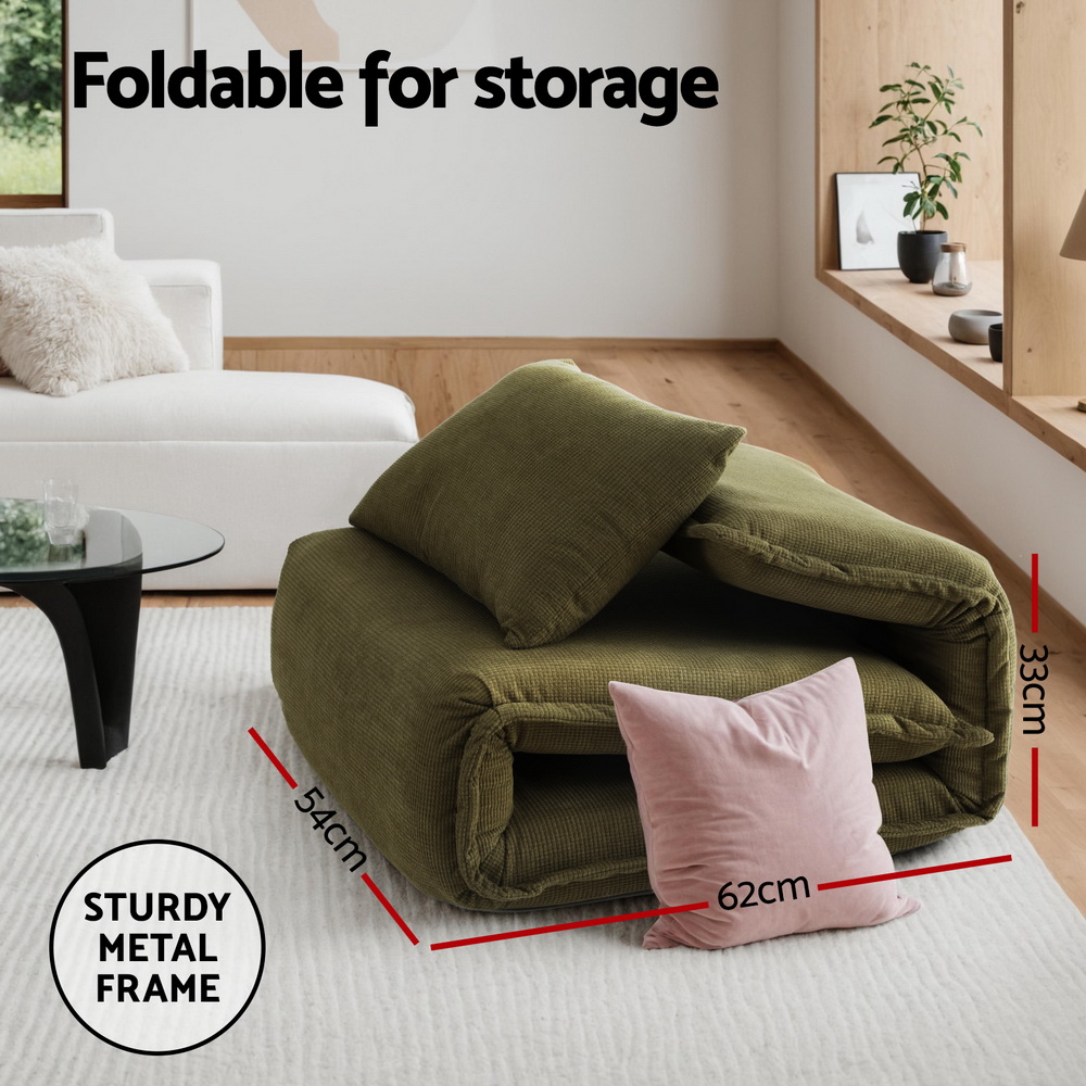 Artiss Floor Lounge Sofa Bed Foldable Green - Image 5