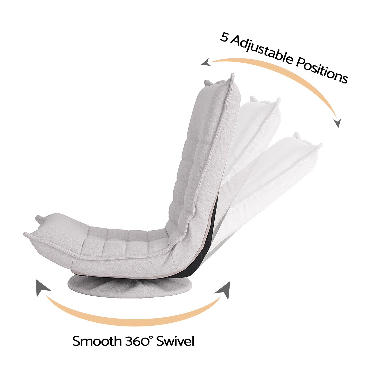 Artiss Swivel Floor Chair 5 Adjustable Foldable Lounge Seat Floor Sofa Chair Grey - Image 3