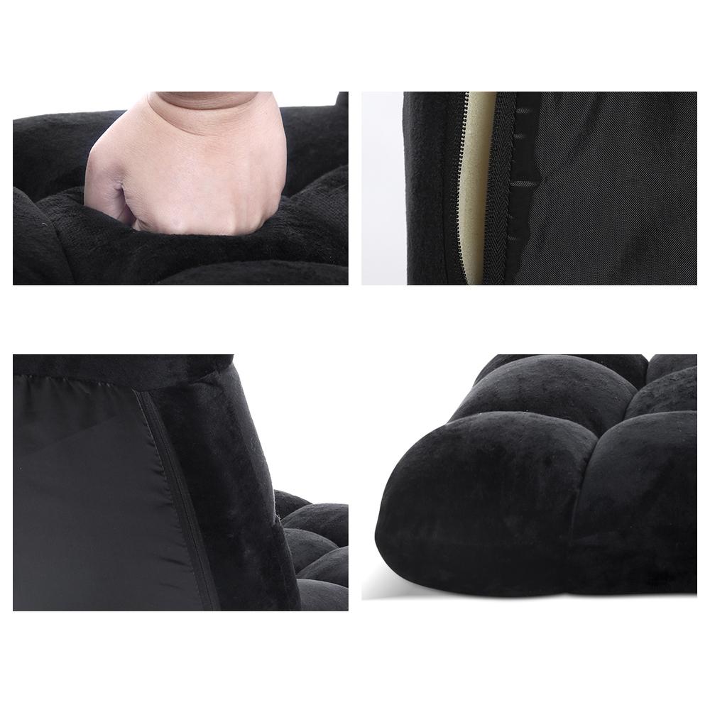 Artiss 2X Lounge Sofa Bed Flannel Fabric Black - Image 3