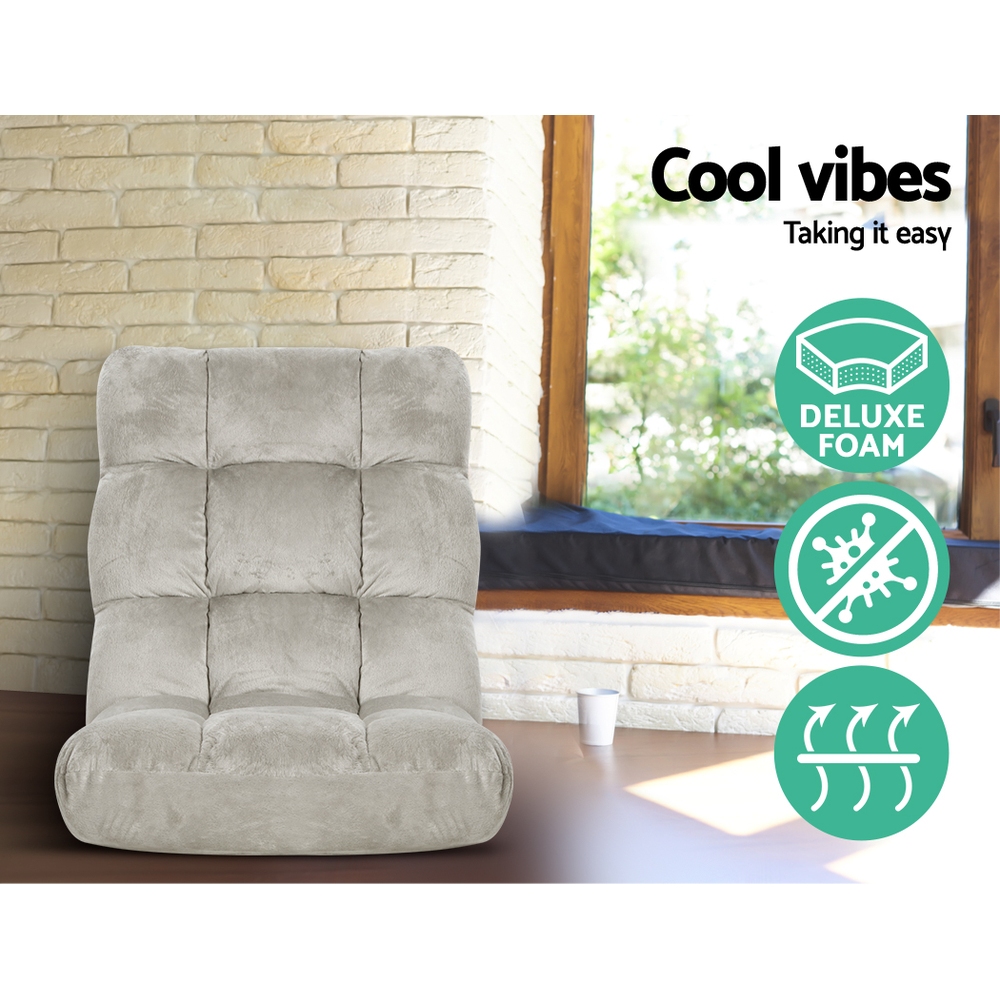 Artiss 2X Lounge Sofa Bed Flannel Fabric Grey - Image 4
