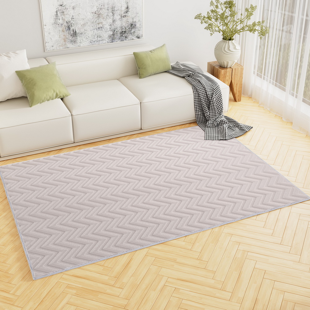 Artiss Rug 160x230cm Area Rug Washable Mat Large Carpet Microfiber Ripple - Image 1