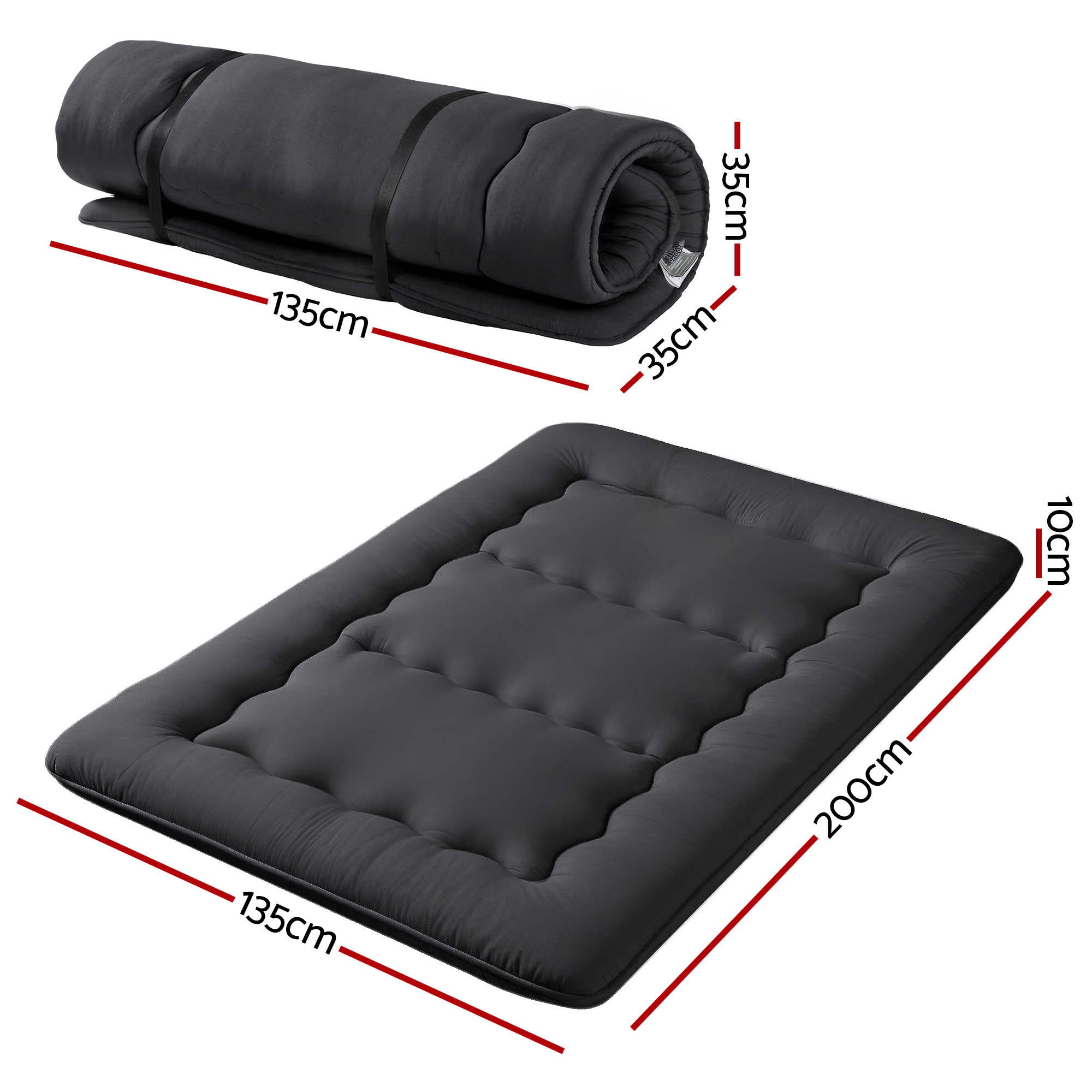Giselle Bedding 10cm Japanese Floor Mattress Foldable Futon Mattress Washable Cover Straps - Image 3