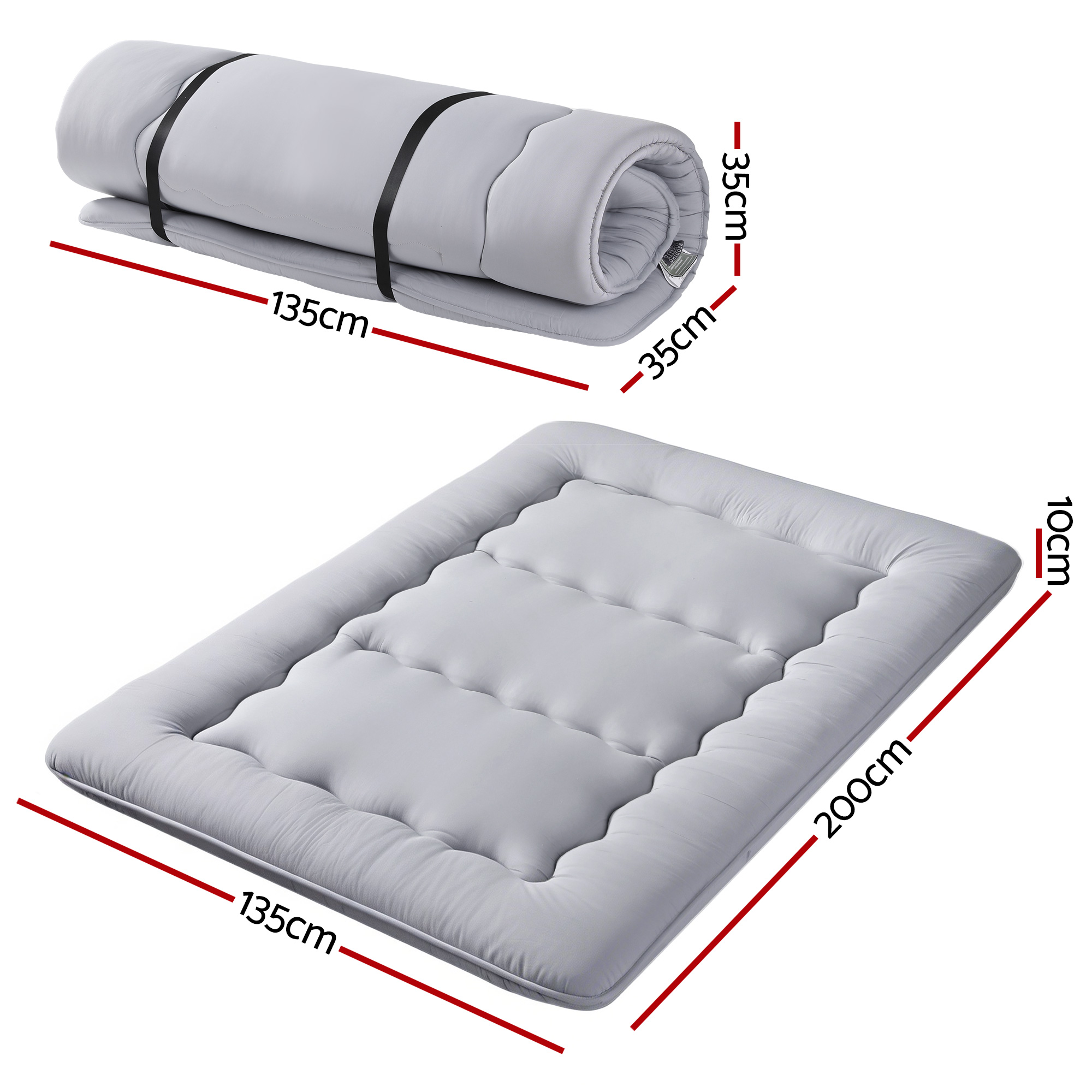Giselle Bedding 10cm Japanese Floor Mattress Foldable Futon Mattress Washable Cover Straps - Image 3