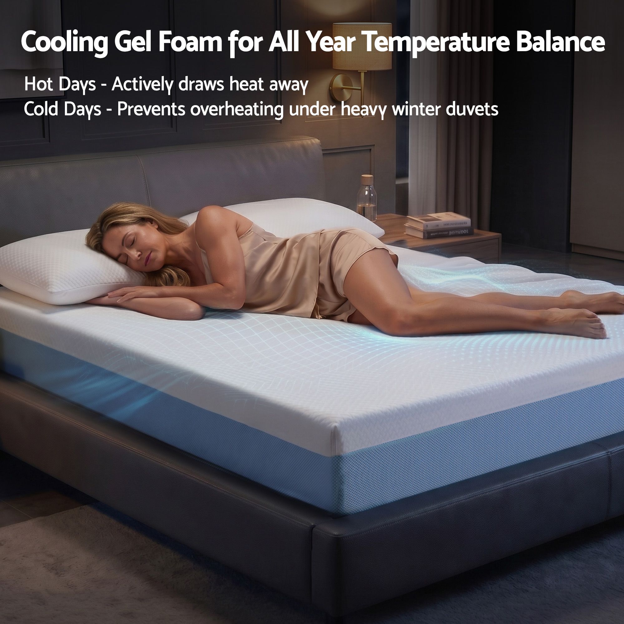 Giselle 22cm Cooling Gel Memory Foam Mattress Queen Medium Firm - Image 2