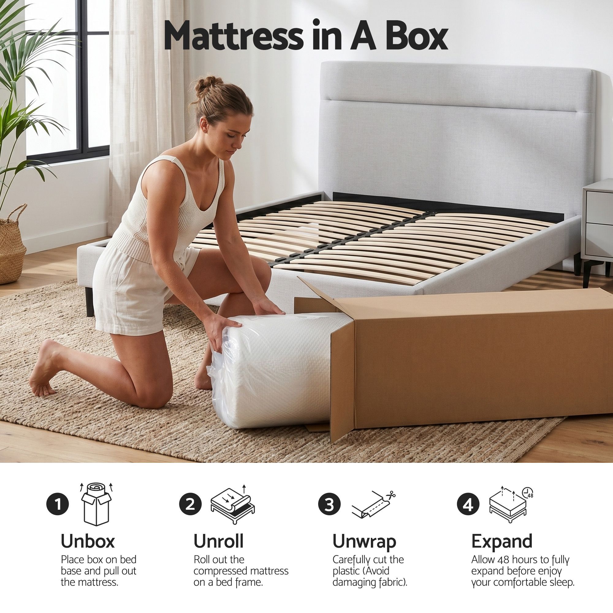 Giselle 22cm Cooling Gel Memory Foam Mattress Queen Medium Firm - Image 8