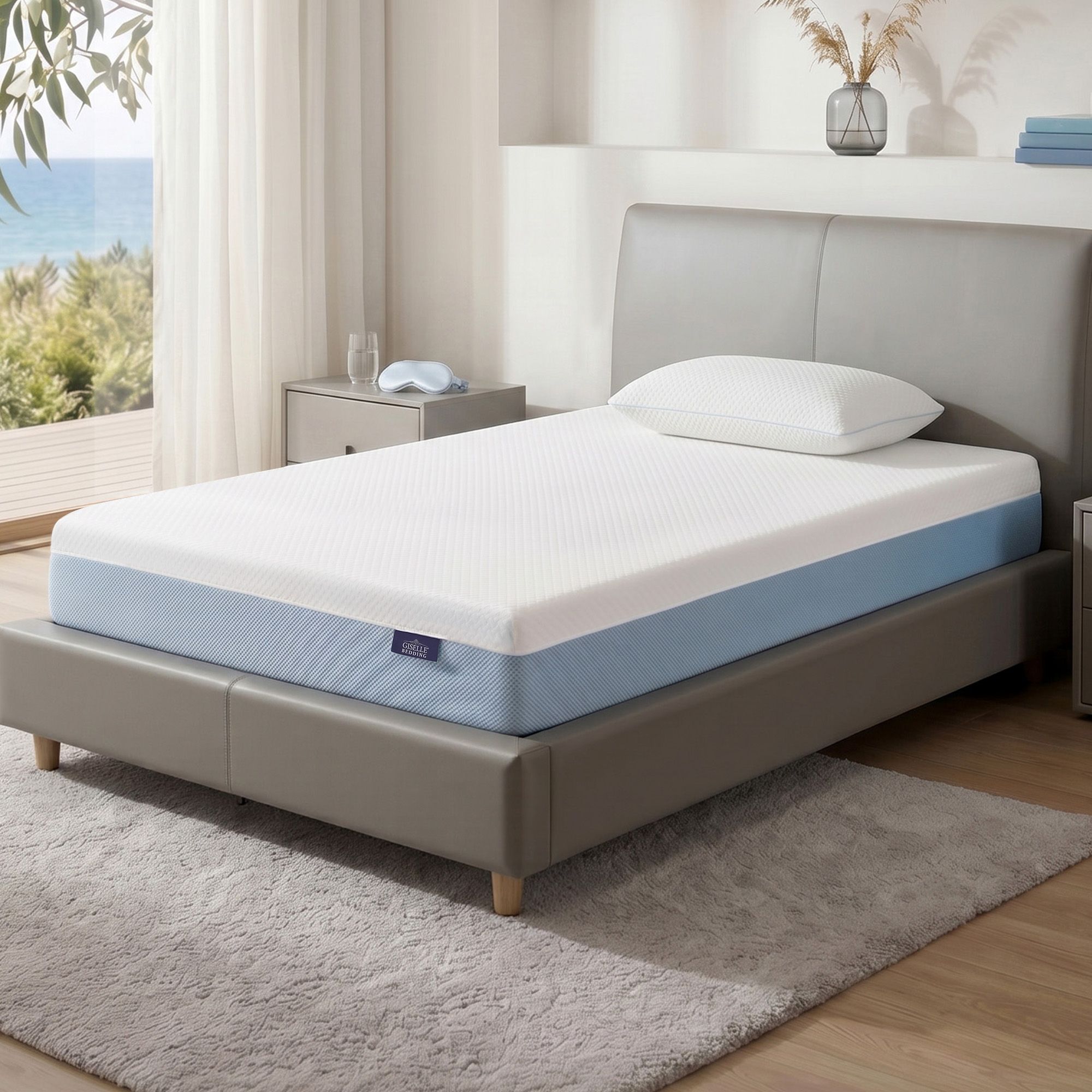 Giselle 22cm Cooling Gel Memory Foam Mattress Single Medium Firm - Image 1