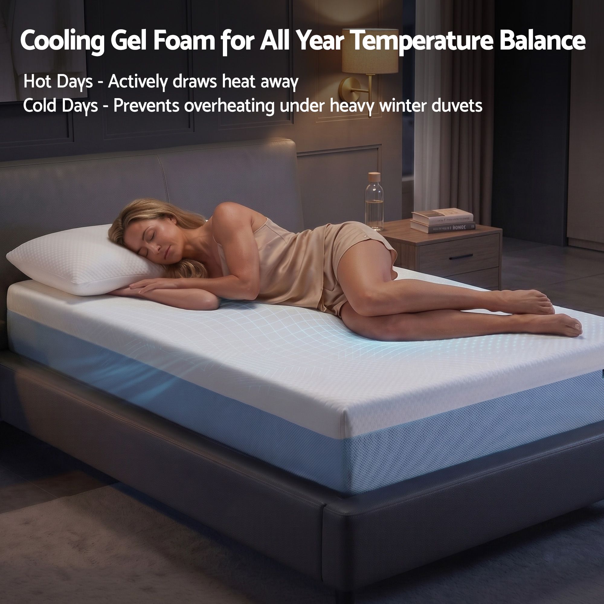 Giselle 22cm Cooling Gel Memory Foam Mattress Single Medium Firm - Image 2