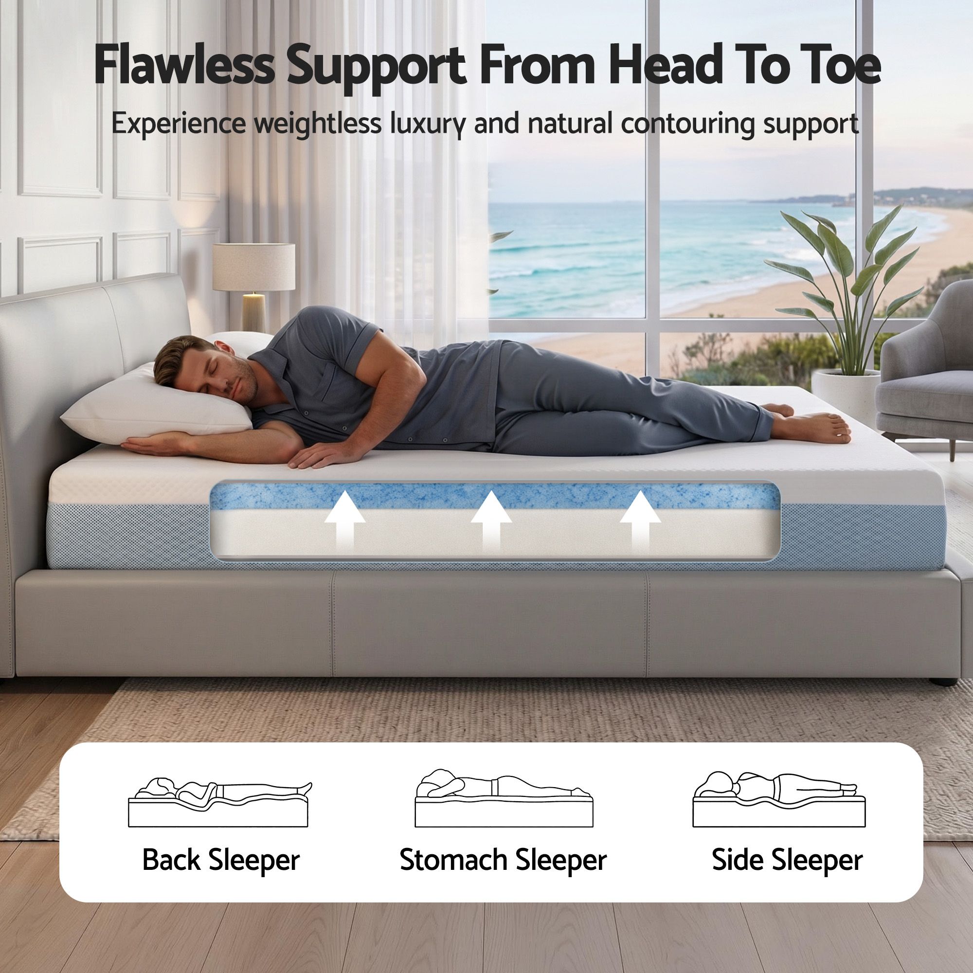 Giselle 22cm Cooling Gel Memory Foam Mattress Single Medium Firm - Image 4