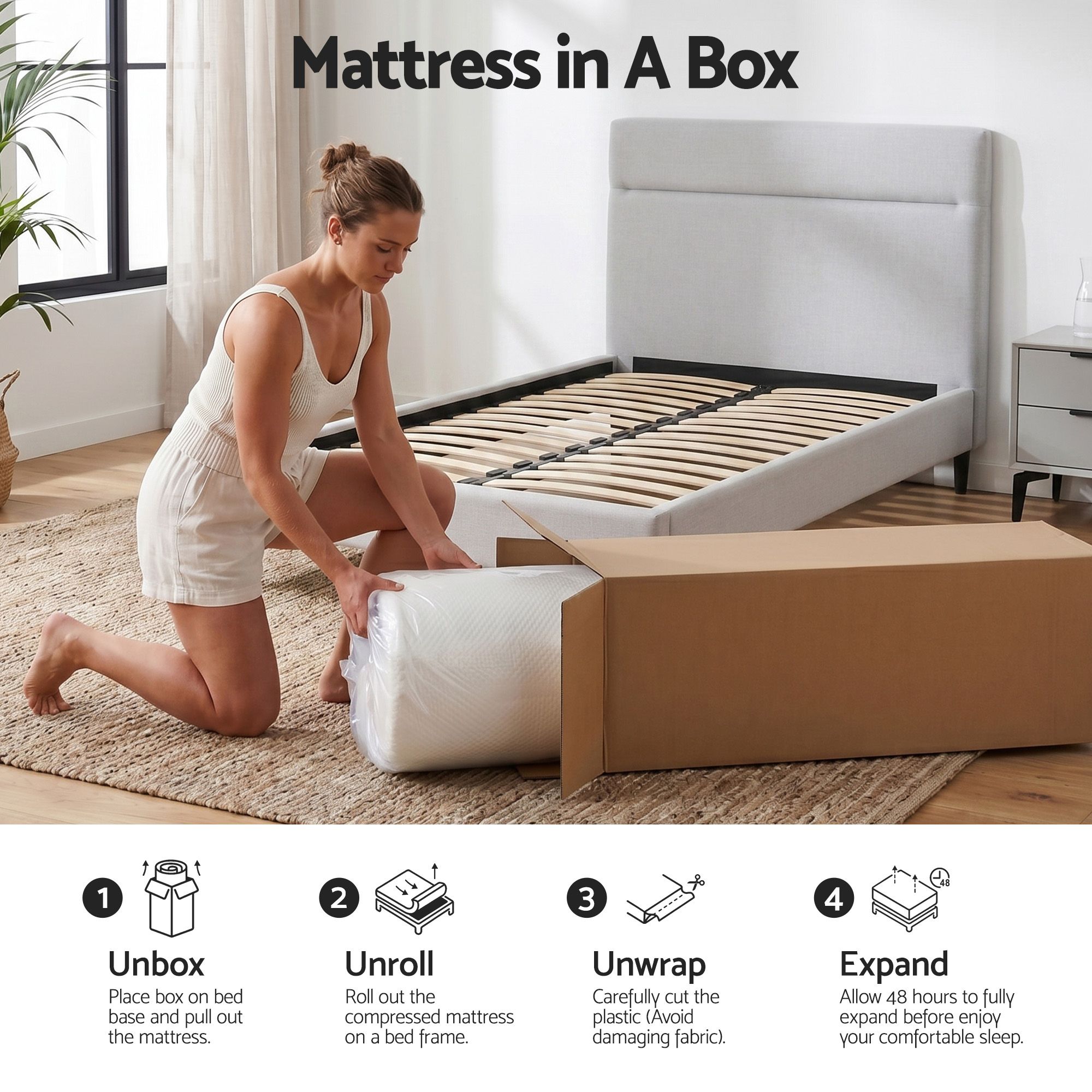 Giselle 22cm Cooling Gel Memory Foam Mattress Single Medium Firm - Image 8