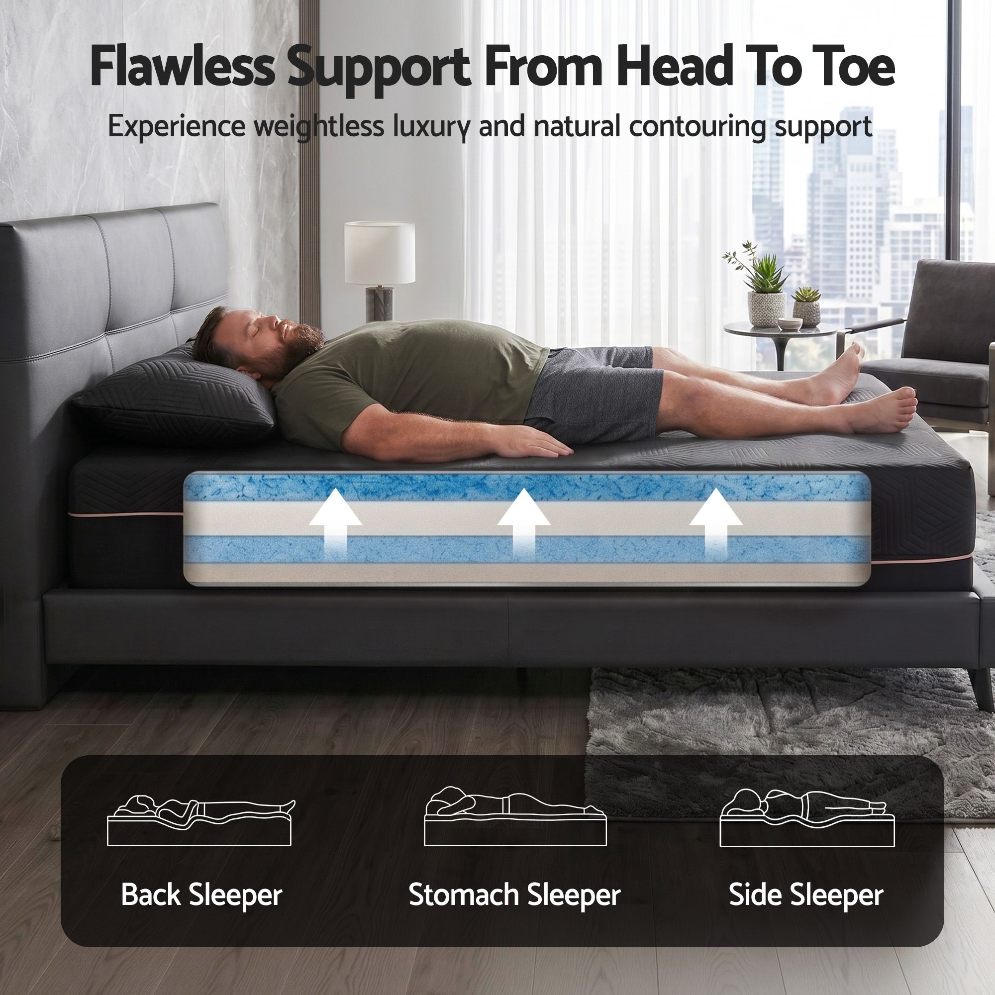 Giselle King Single Cooling Memory Foam Mattress Medium Firm with Gel Comfort 30cm - Image 4
