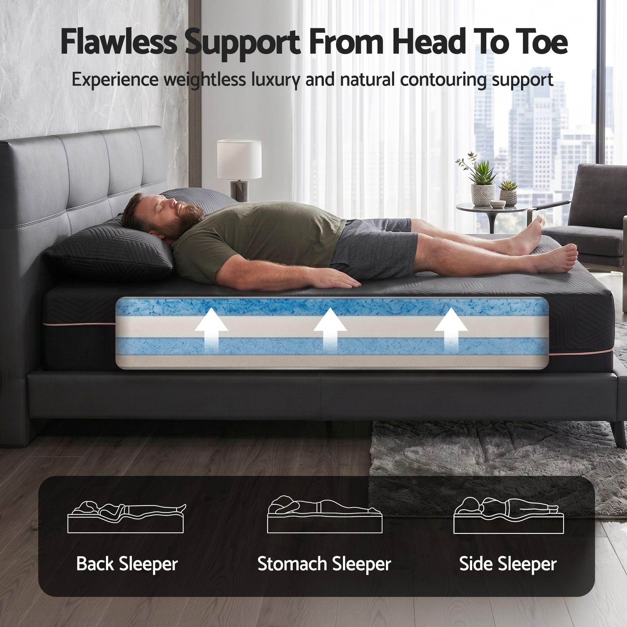 Giselle Queen Cooling Memory Foam Mattress Medium Firm with Gel Comfort 30cm - Image 4