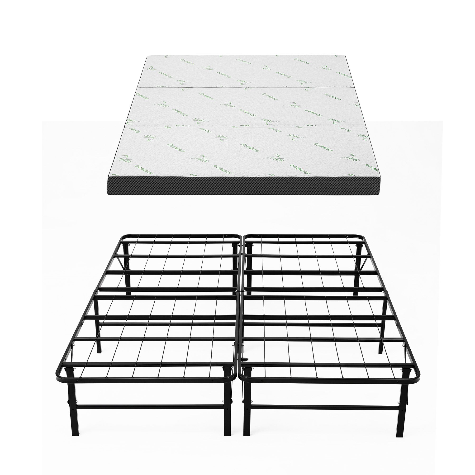 Giselle Folding Bed with Mattress Double Portable Foldable Guest Bed Bamboo Cover - Image 3