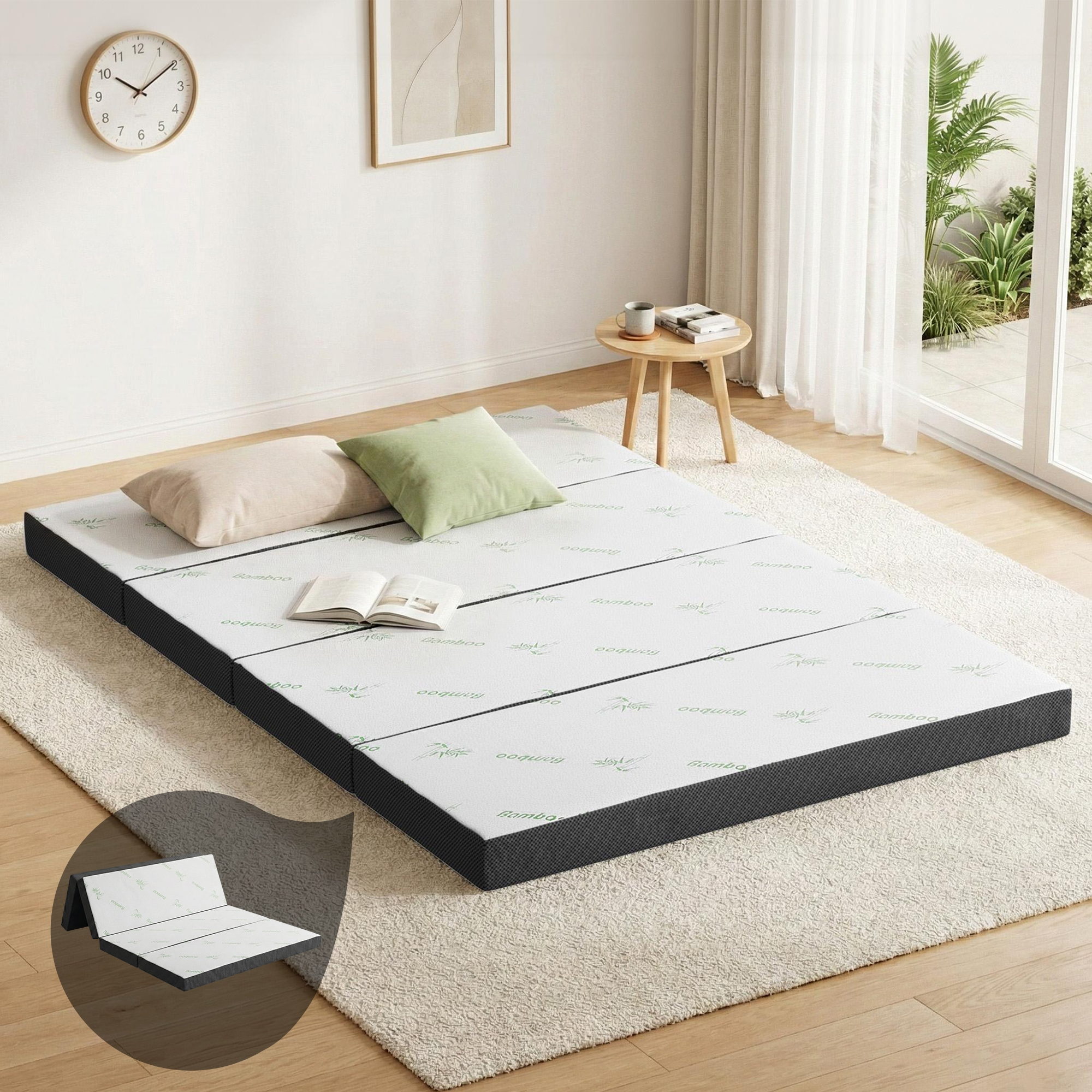 Giselle Foldable Mattress Folding Foam Mattresses Bamboo Double - Image 1
