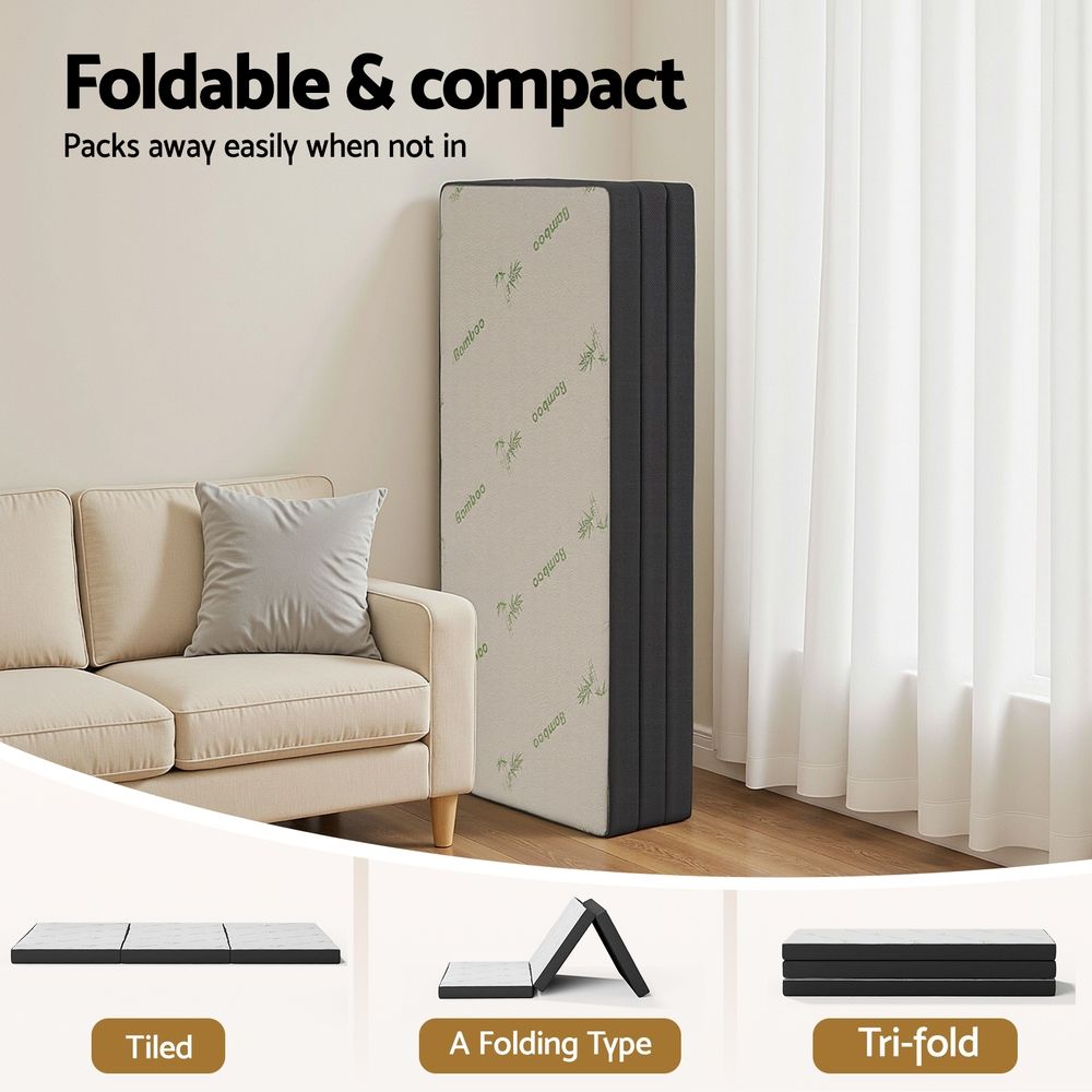 Giselle Foldable Mattress Folding Foam Mattresses Bamboo Queen - Image 8