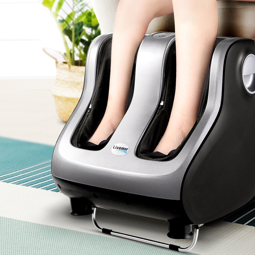 Livemor Foot Massager Shiatsu Massagers Electric Roller Calf Leg Kneading Silver - Image 8