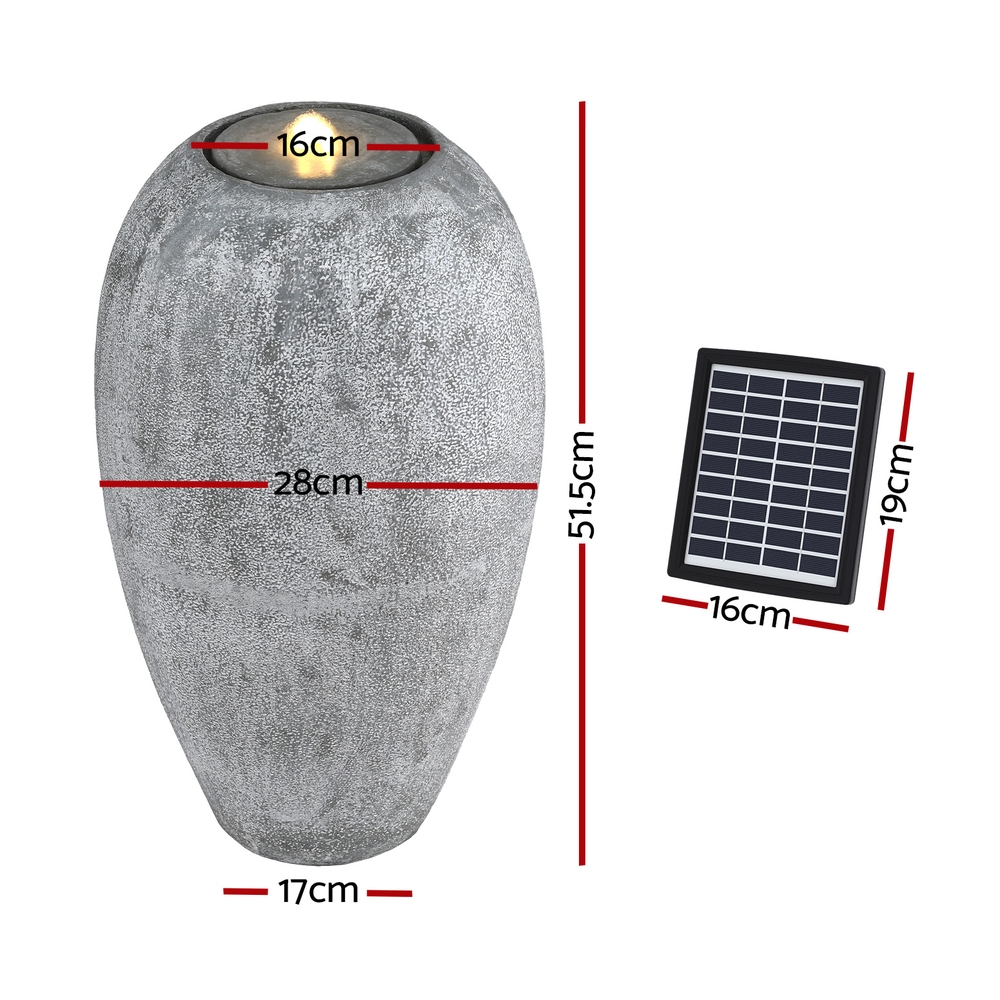 Gardeon Solar Fountain Water Feature Outdoor Fountain LED Lights Beige - Image 2