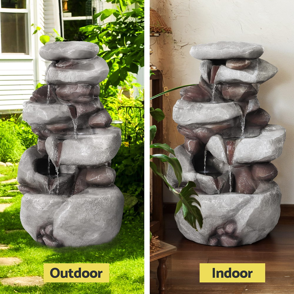 Gardeon Solar Fountain Water Feature Outdoor Indoor 4-Tier Brown - Image 4