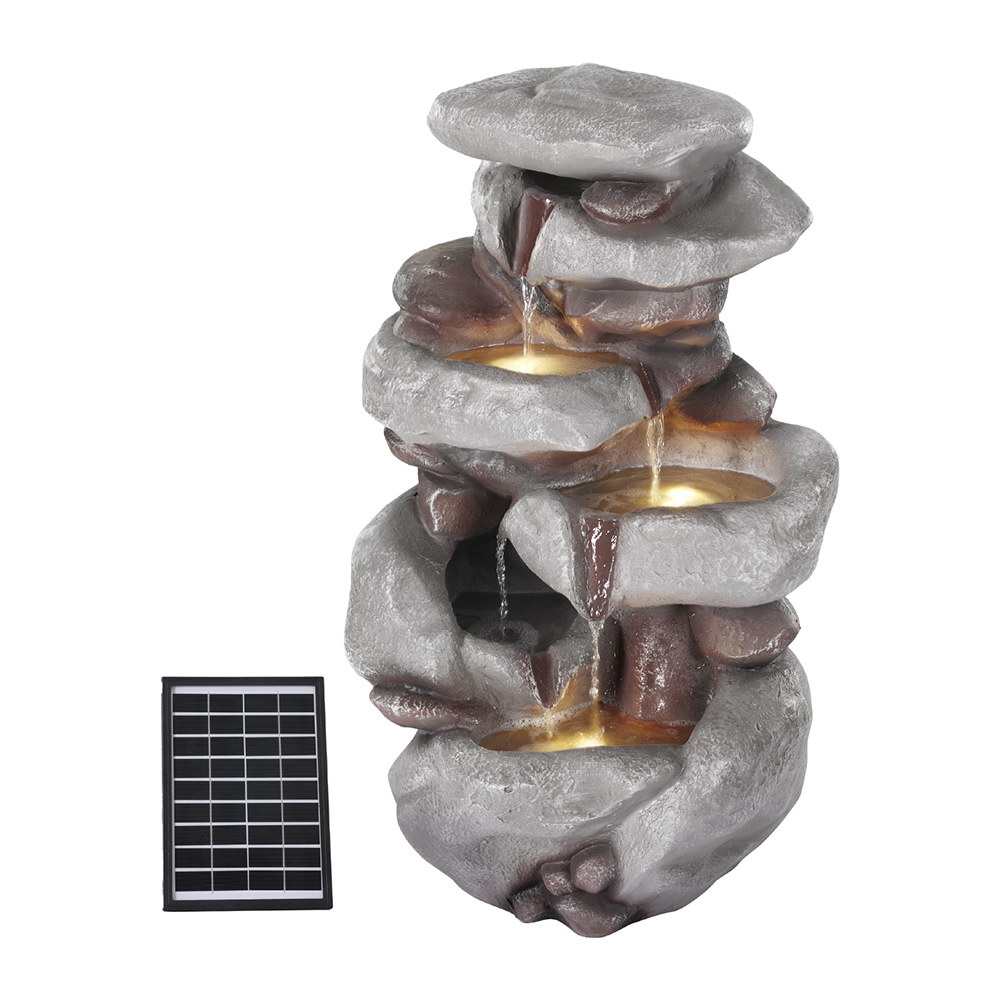 Gardeon Solar Fountain Water Feature Outdoor Indoor 4-Tier Brown - Image 8