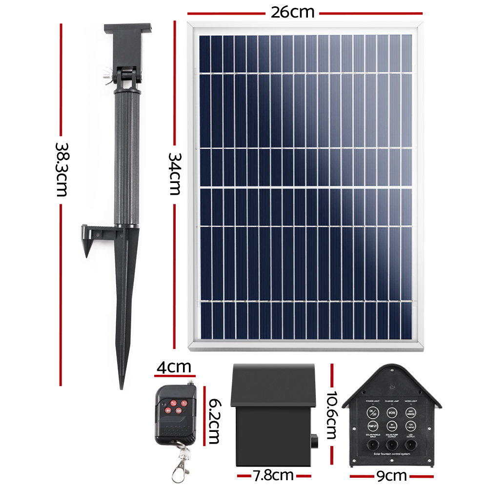 Gardeon Solar Pond Pump with Battery Kit LED Lights 8.8 FT - Image 2