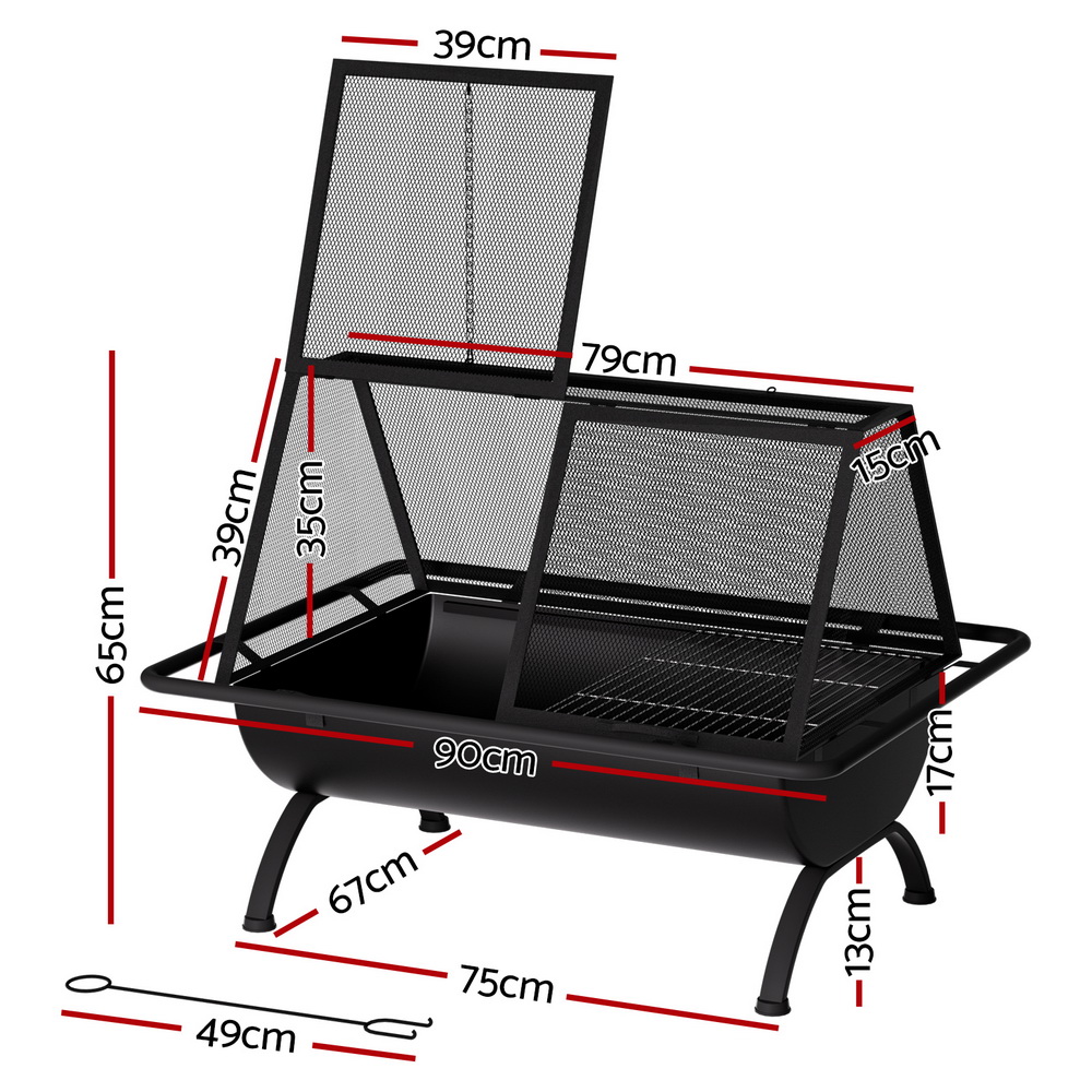 Grillz Fire Pit BBQ Grill Outdoor Fireplace Steel - Image 2