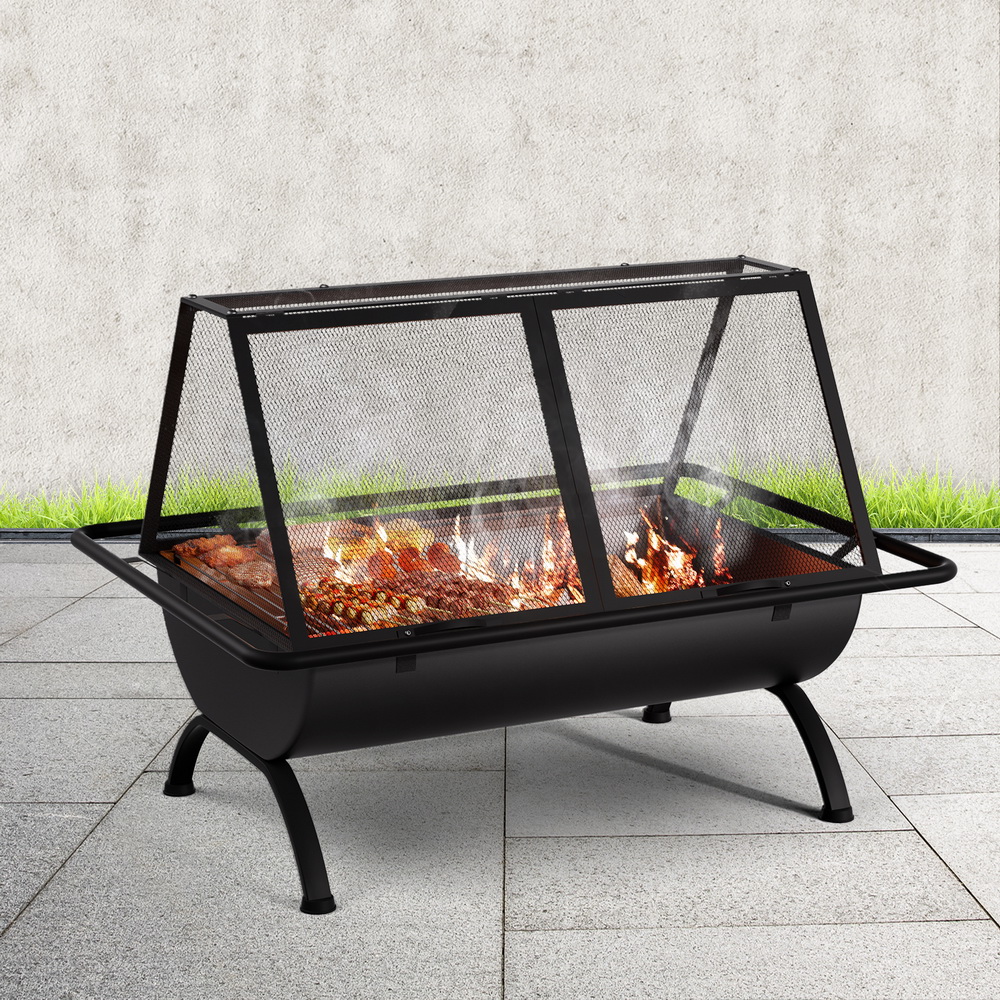Grillz Fire Pit BBQ Grill Outdoor Fireplace Steel - Image 5