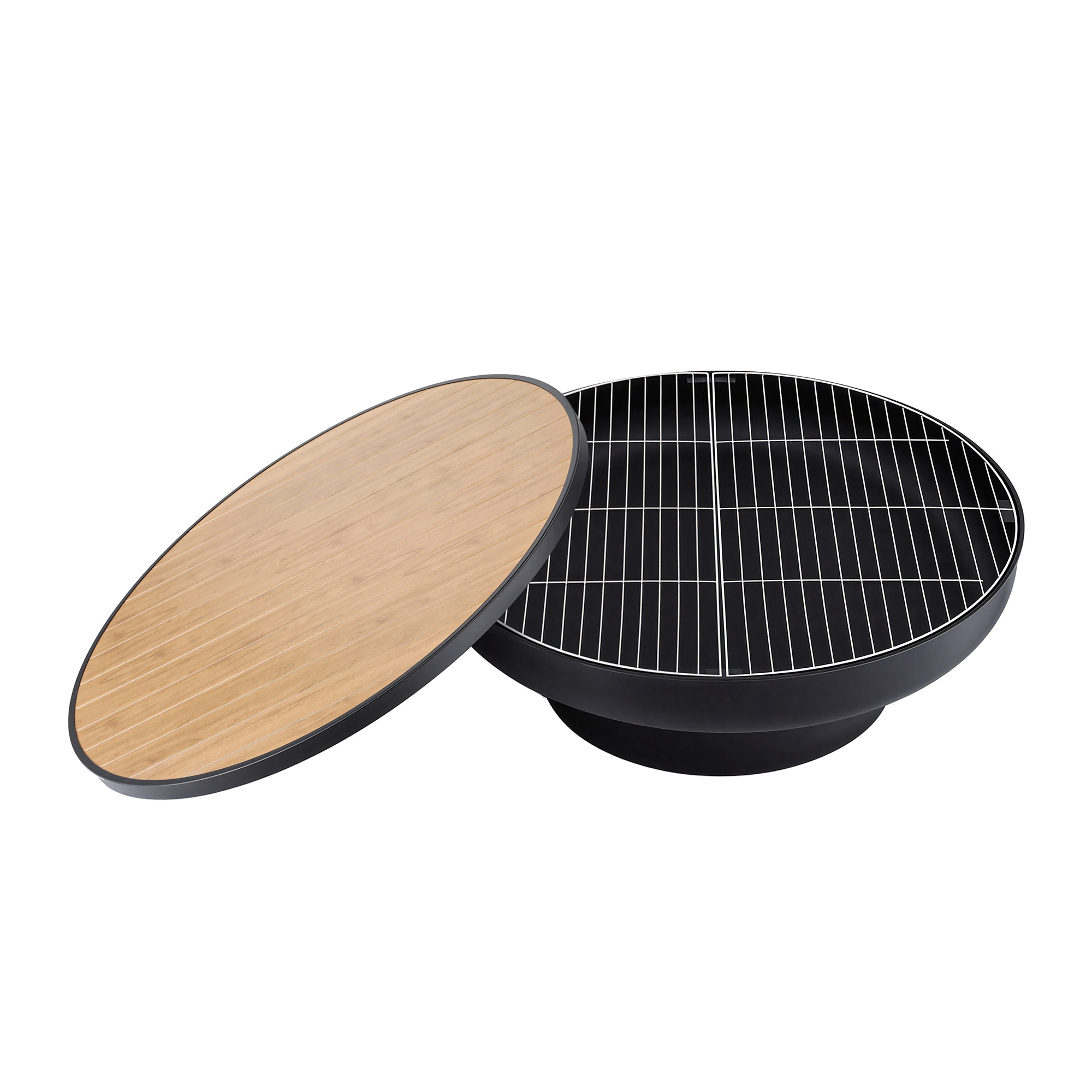 Grillz Fire Pit Table with Lid Deep Fire Bowl Wood Burning BBQ Grill for Backyard Camping Patio Picnic - Image 3